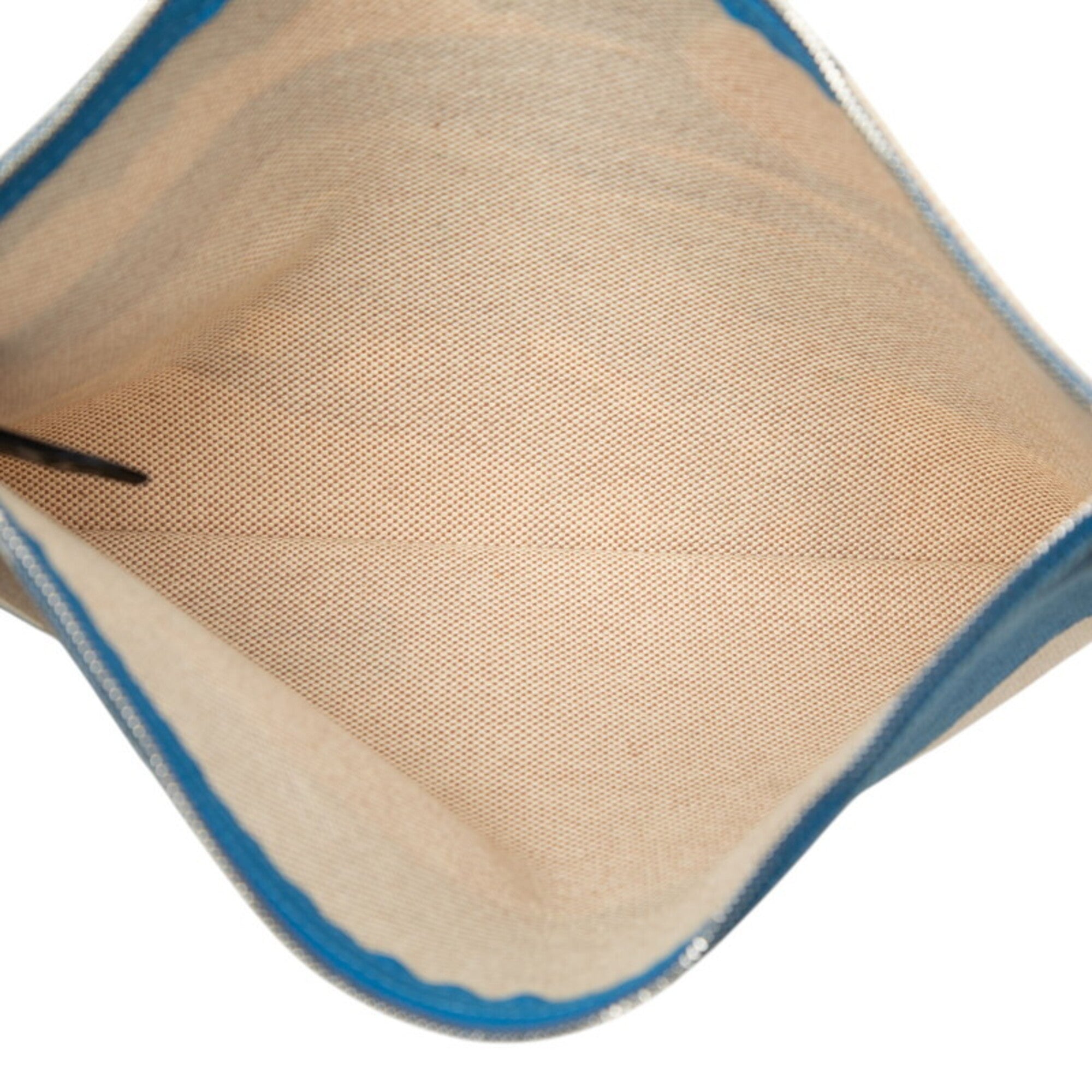 Hermes Beige Blue Canvas Clutch Bag (Pre-Owned)