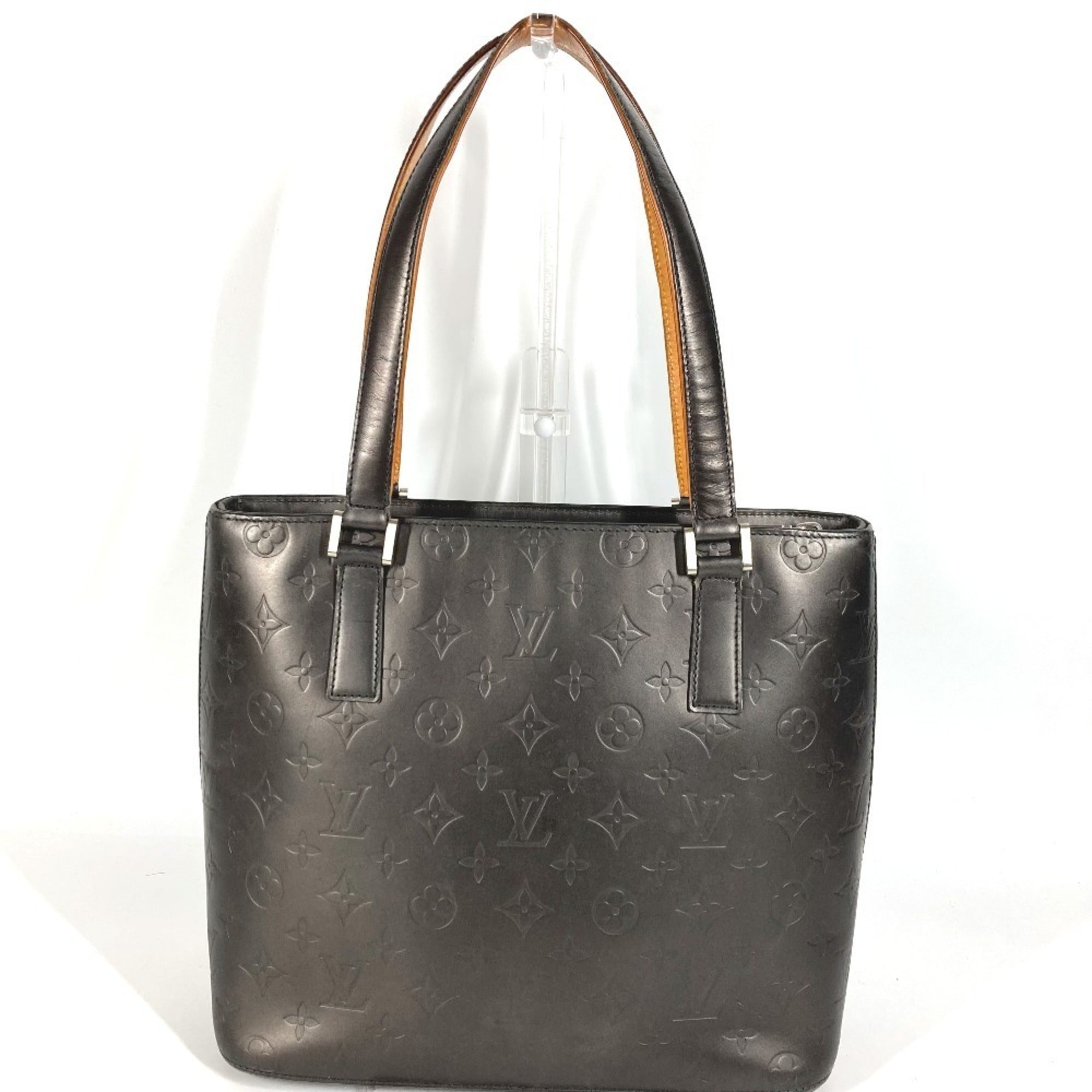 Louis Vuitton Black Dark Gray Monogram Mat Leather Shoulder Bag Tote Bag (Pre-Owned)