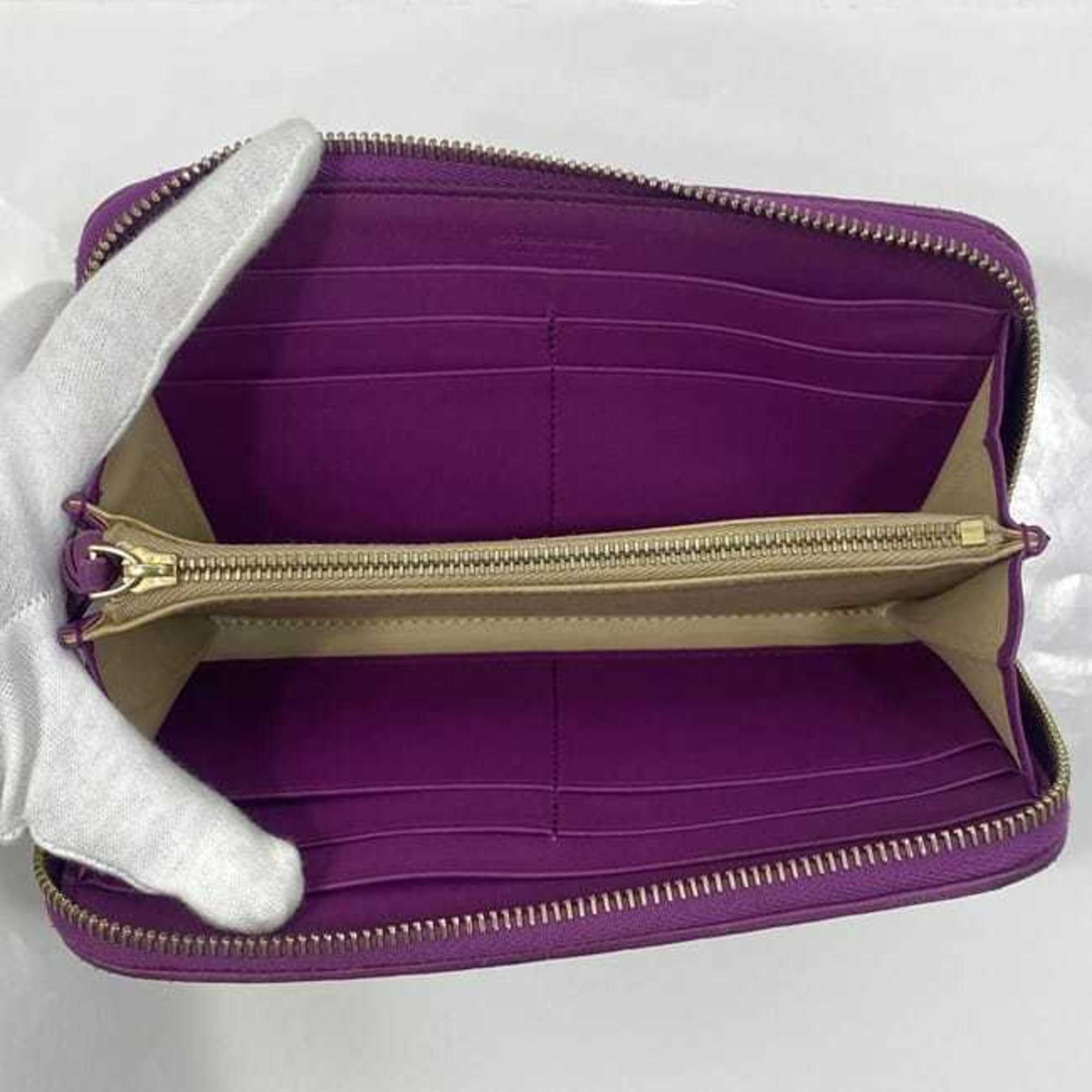 Bottega Veneta Purple Leather Long Wallet (Bi-Fold) (Pre-Owned)