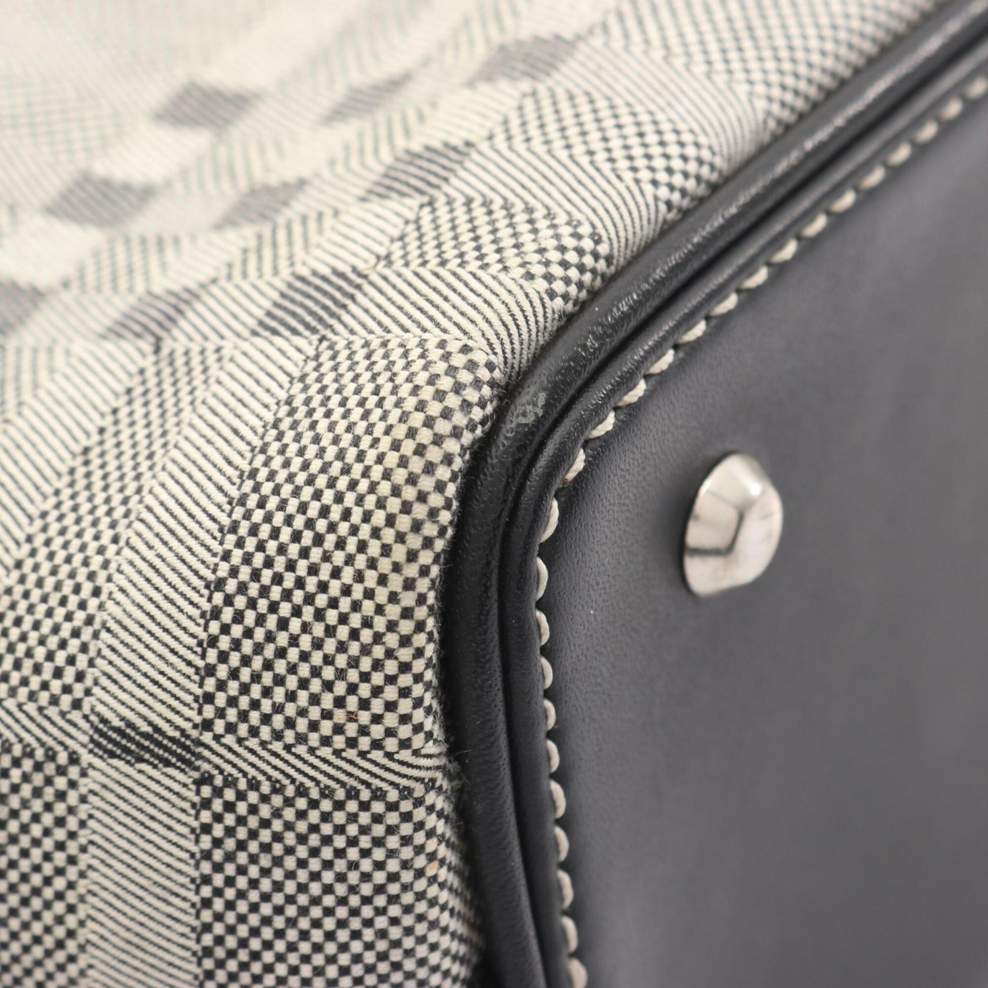 Burberry Black Ivory Canvas Leather Handbag (Pre-Owned)