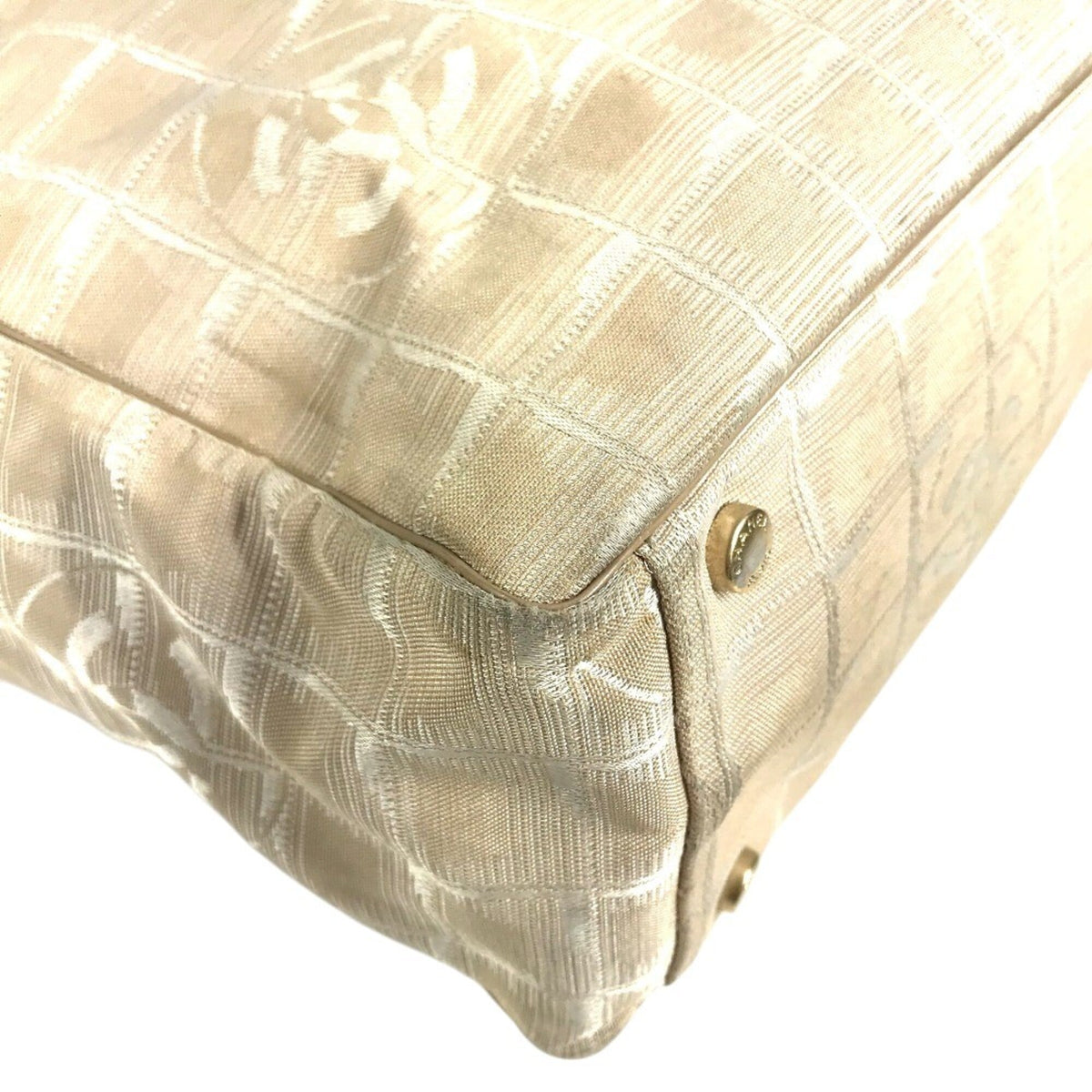 Chanel New Travel Line Beige Nylon Leather Tote Bag (Pre-Owned)