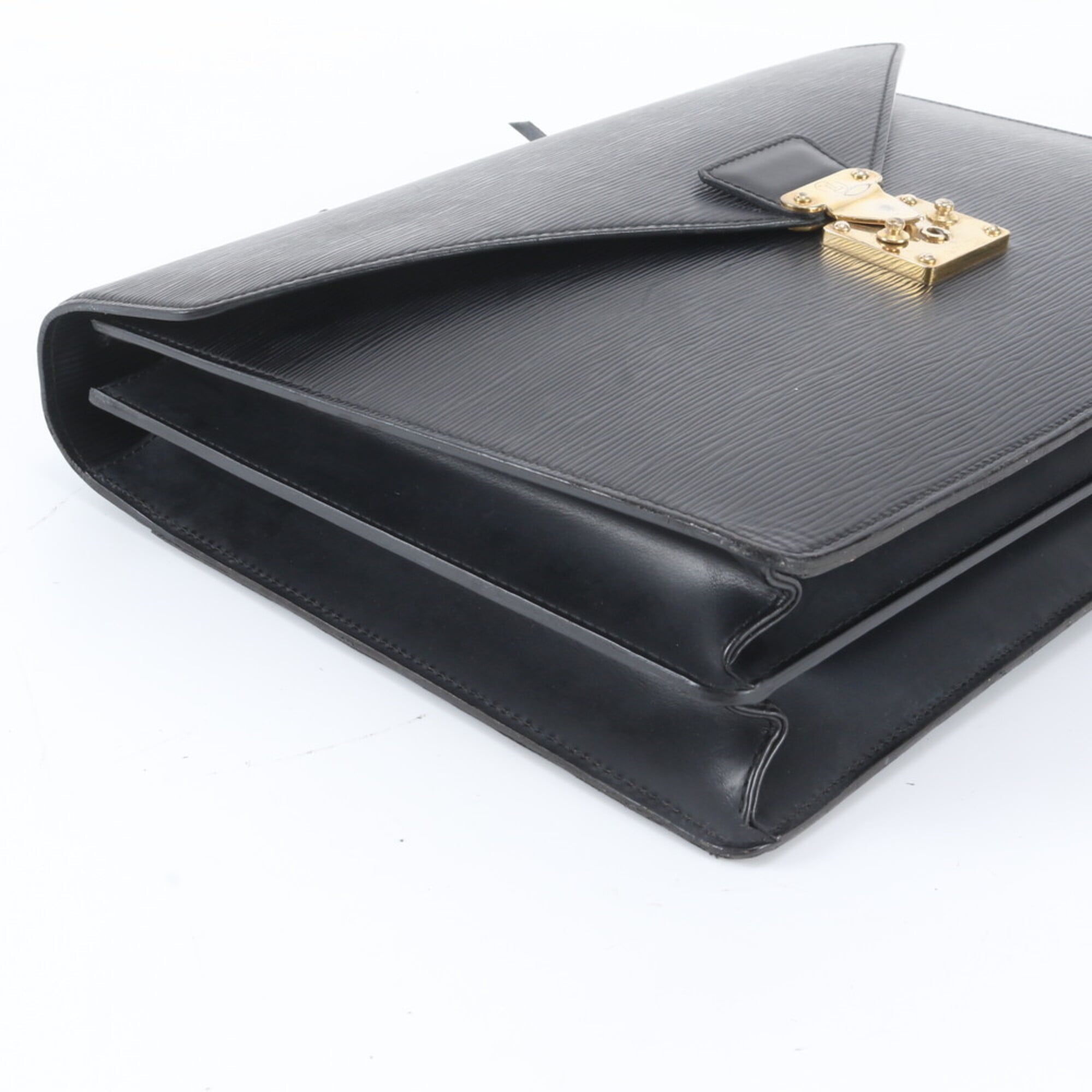 Louis Vuitton Galle Noir Leather Briefcase Handbag (Pre-Owned)