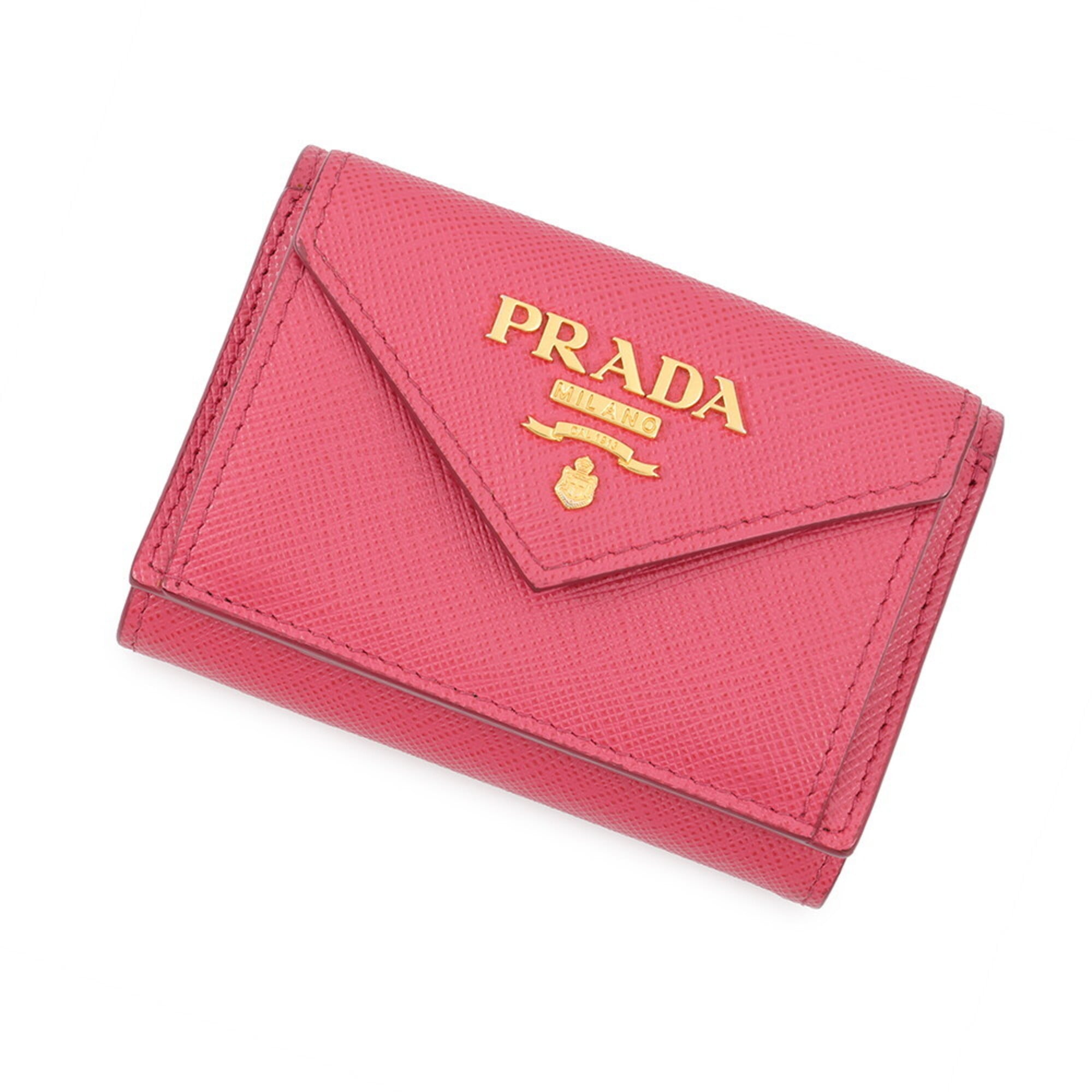 Prada Saffiano Pink Leather Wallet (Tri-Fold) (Pre-Owned)