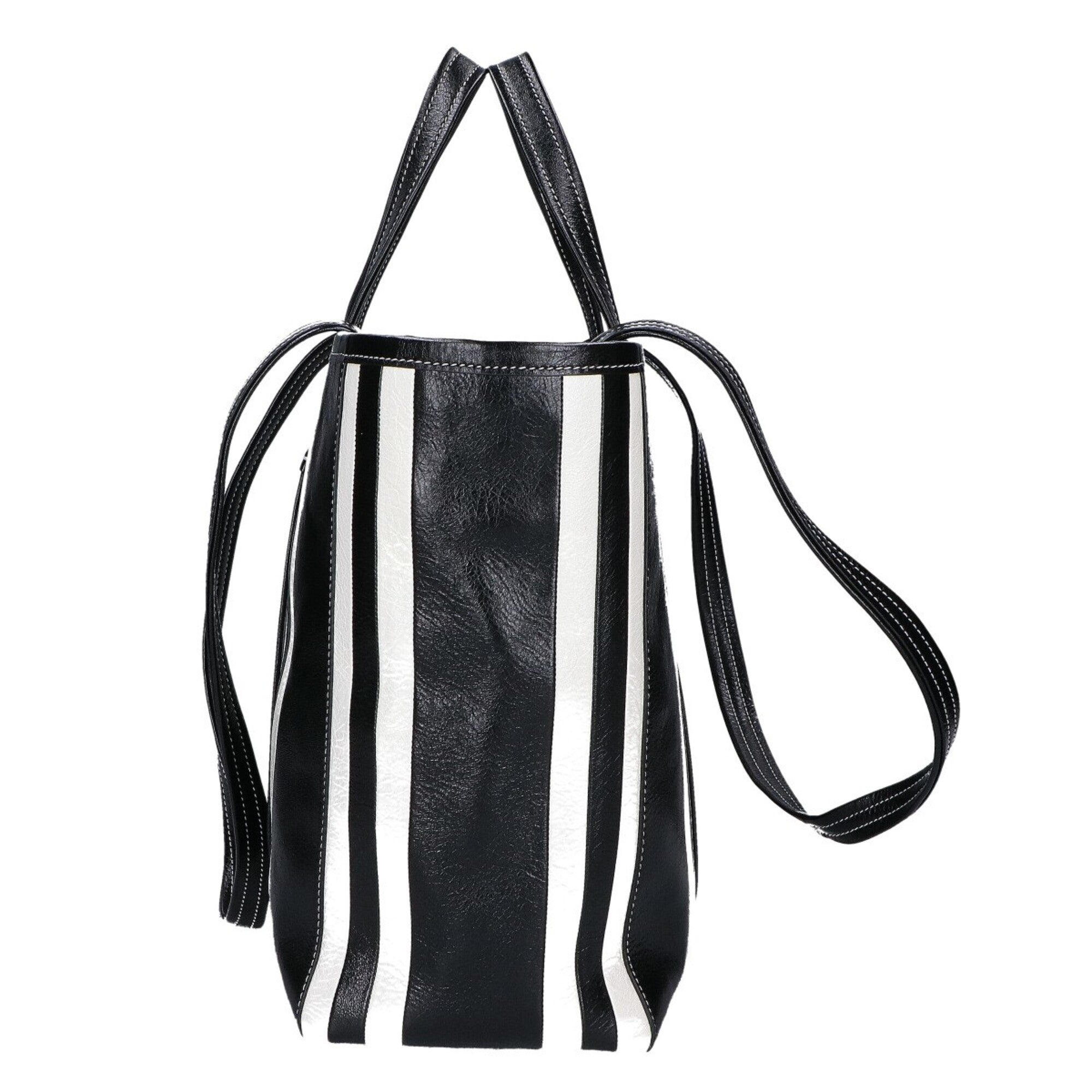 Balenciaga Black White Leather Tote Bag (Pre-Owned)