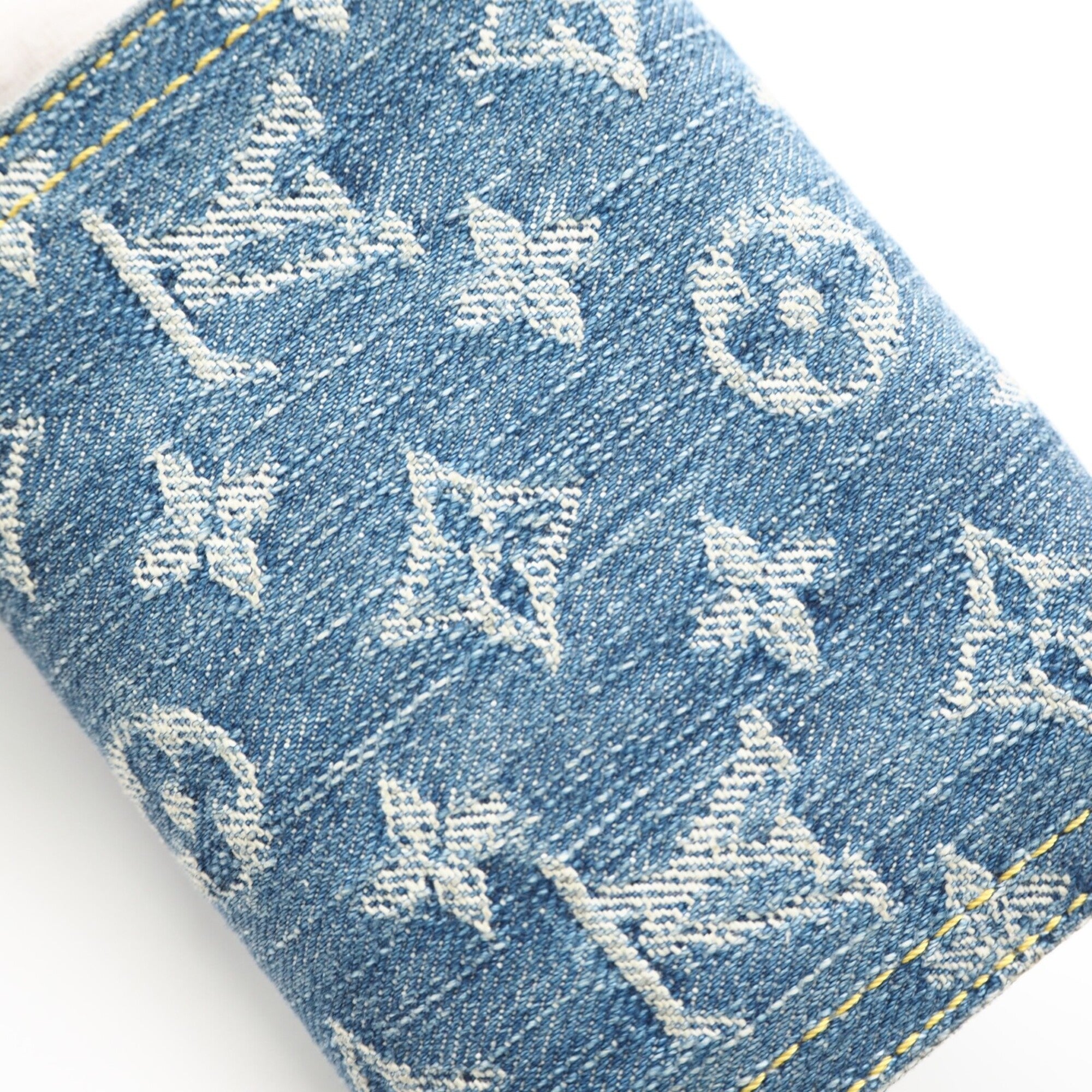 Louis Vuitton Monogram Denim Blue Denim Leather Wallet (Tri-Fold) (Pre-Owned)