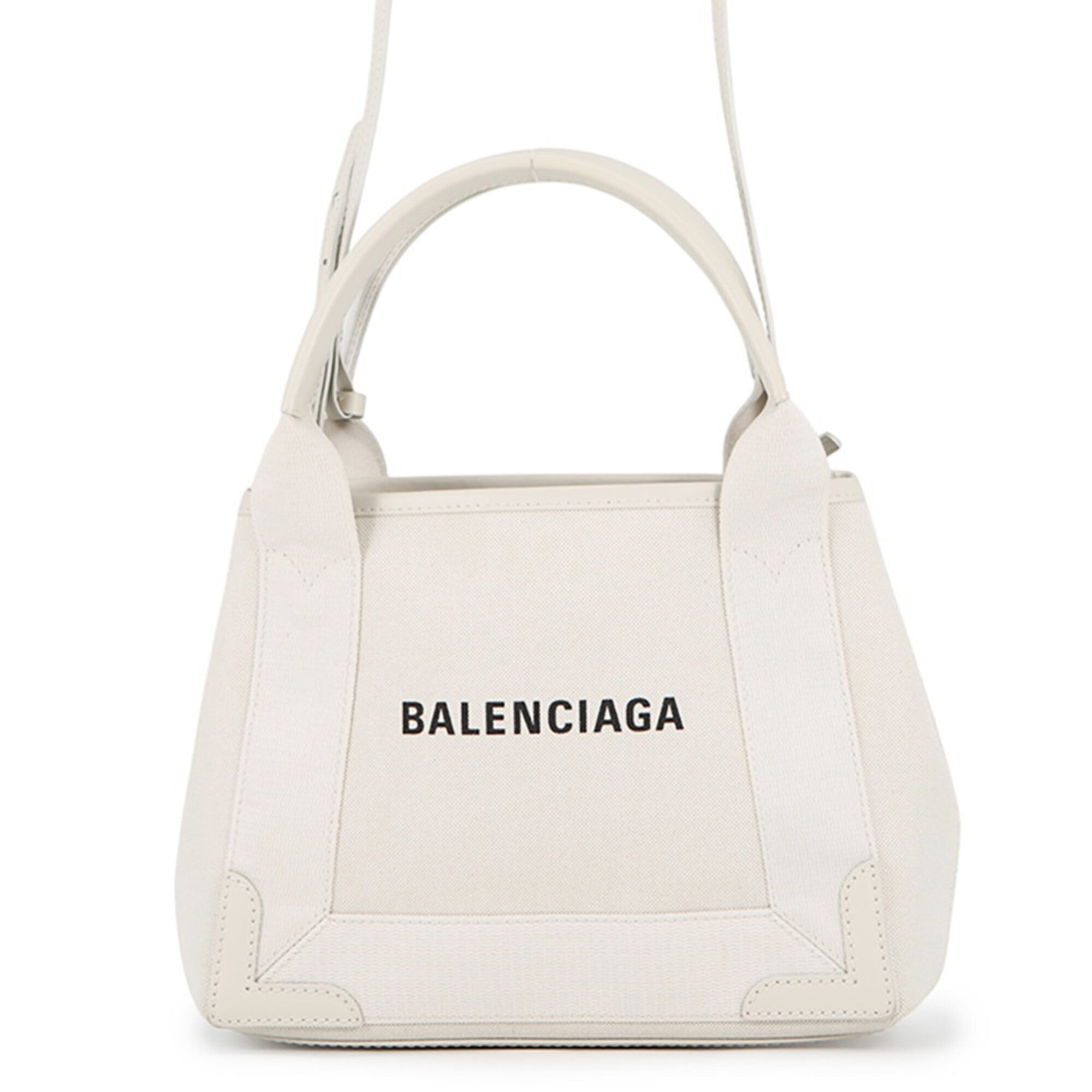 Balenciaga White Canvas Leather Handbag Pouch (Pre-Owned)