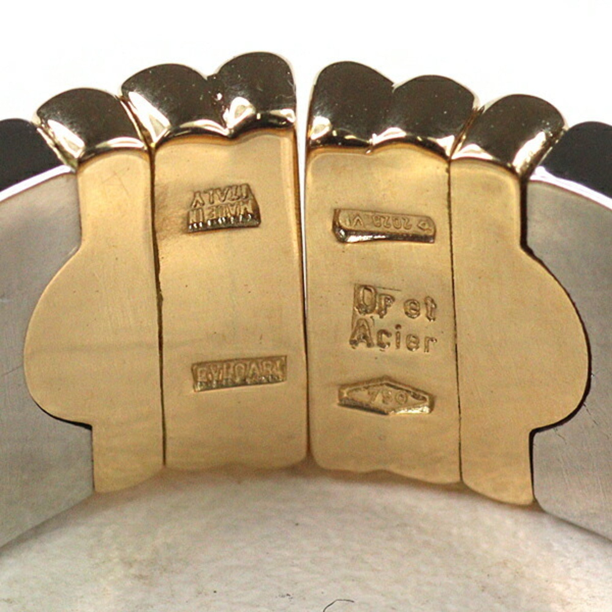 Bvlgari Silver Yellow Gold Yellow Gold (18K) Sterling Silver Band Ring (Pre-Owned)