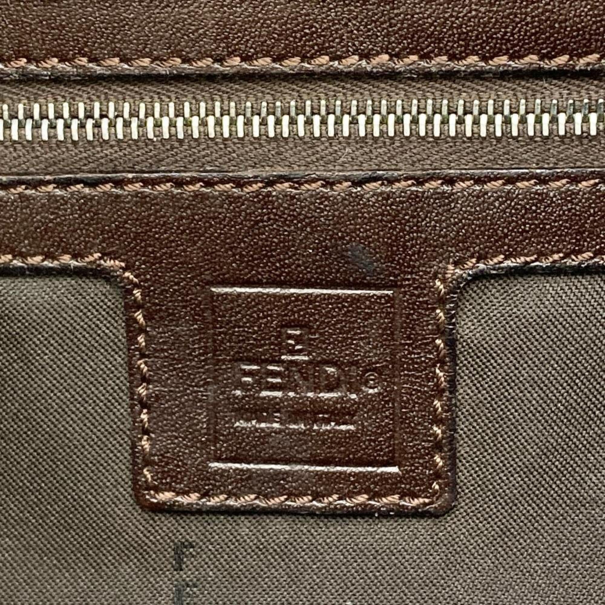 Fendi Zucca Brown Jacquard Leather Shoulder Bag (Pre-Owned)