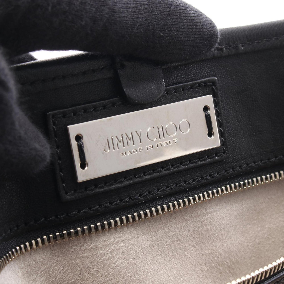 Jimmy Choo Black Leather Handbag Tote Bag (Pre-Owned)
