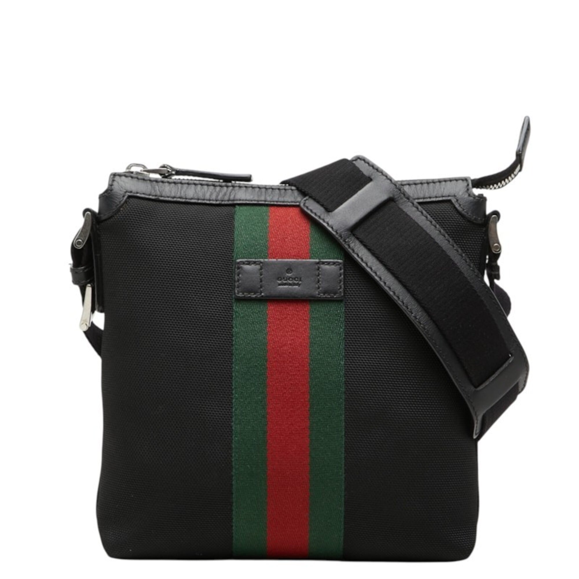 Gucci Black Canvas Leather Shoulder Bag (Pre-Owned)