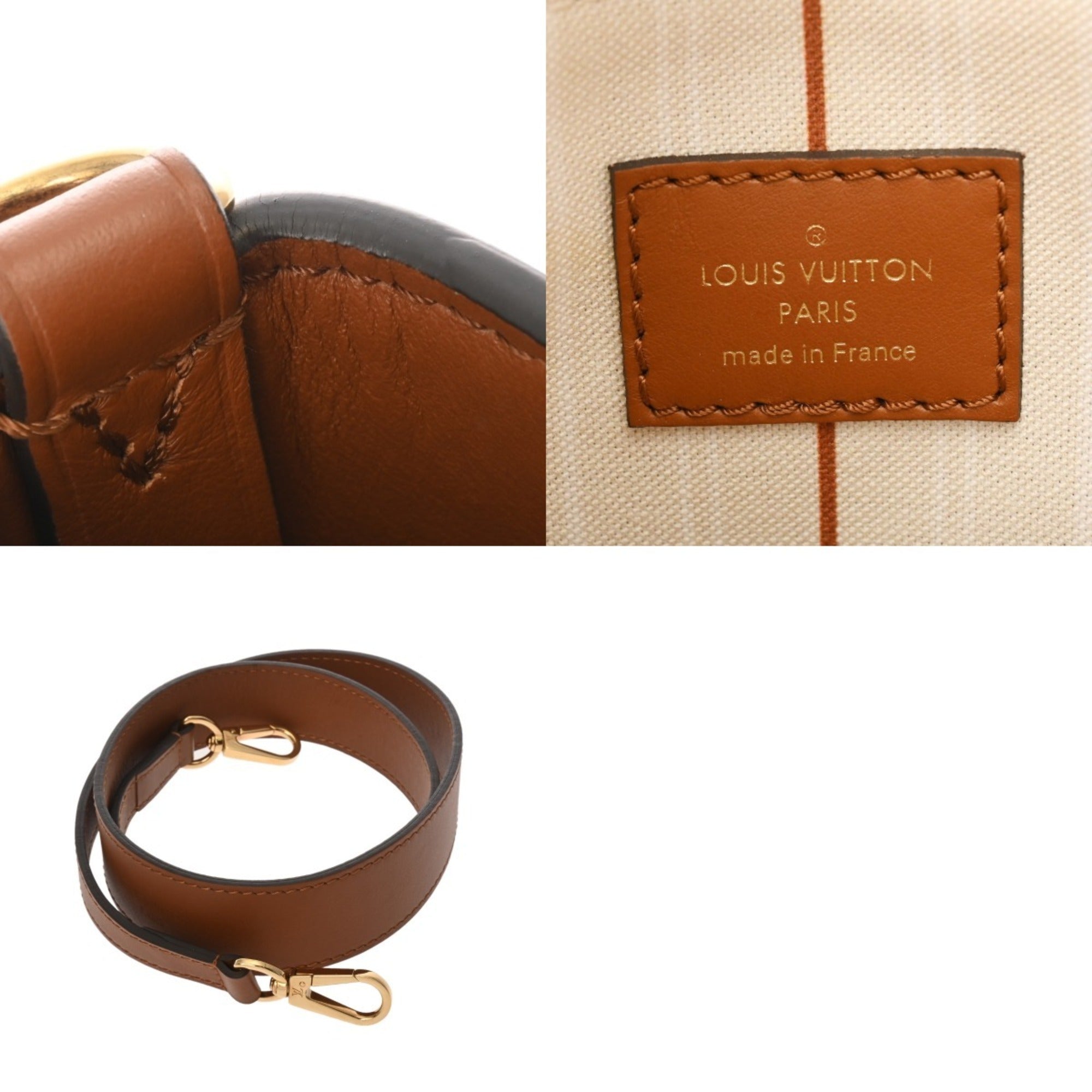 Louis Vuitton Beige Brown Canvas Leather Handbag (Pre-Owned)