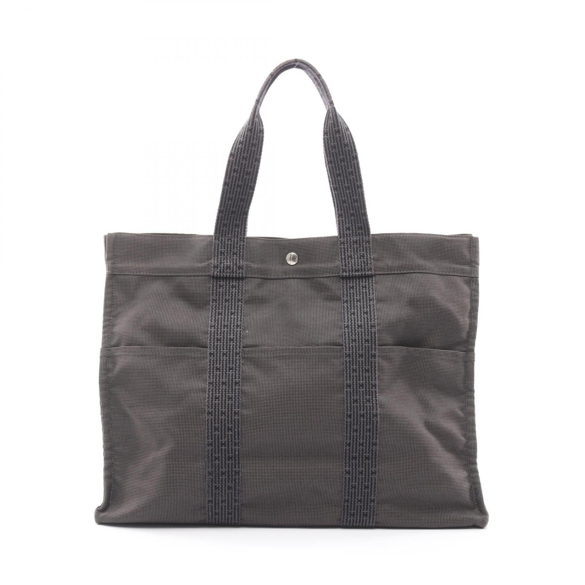 Hermes Gray Nylon Canvas Handbag Tote Bag (Pre-Owned)