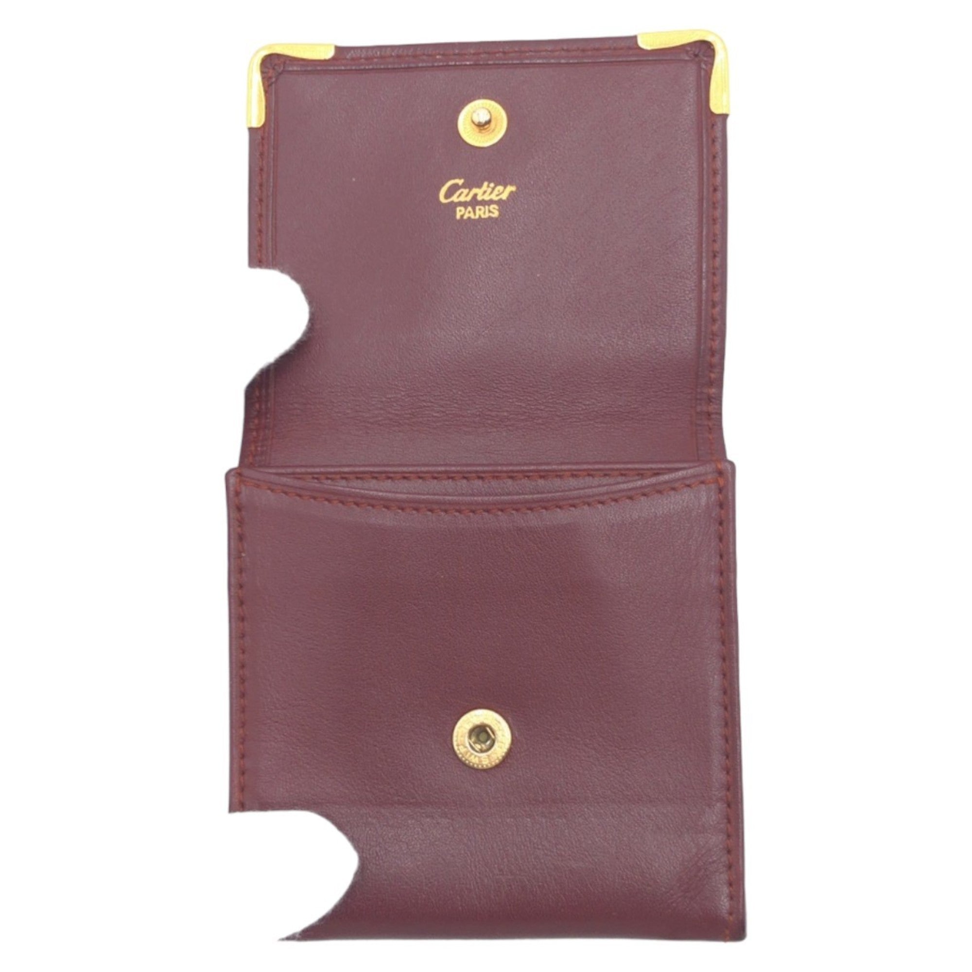 Cartier Must Bordeaux Wine Red Leather Coin Purse/Coin Case (Pre-Owned)