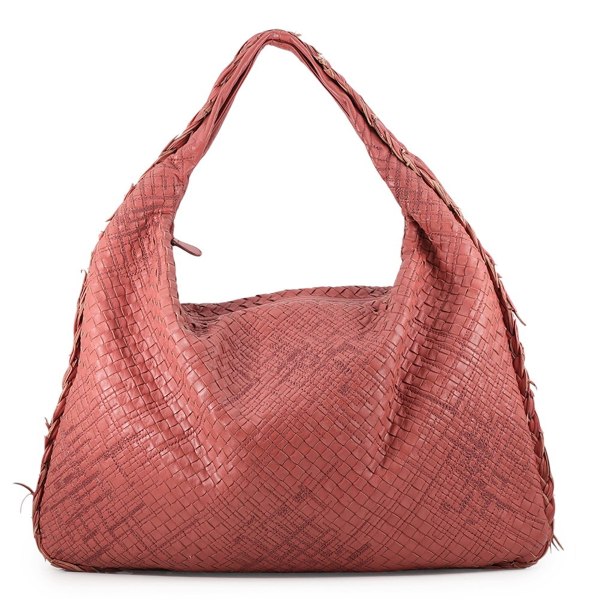 Bottega Veneta Intrecciato Red Color Leather Handbag Shoulder Bag (Pre-Owned)