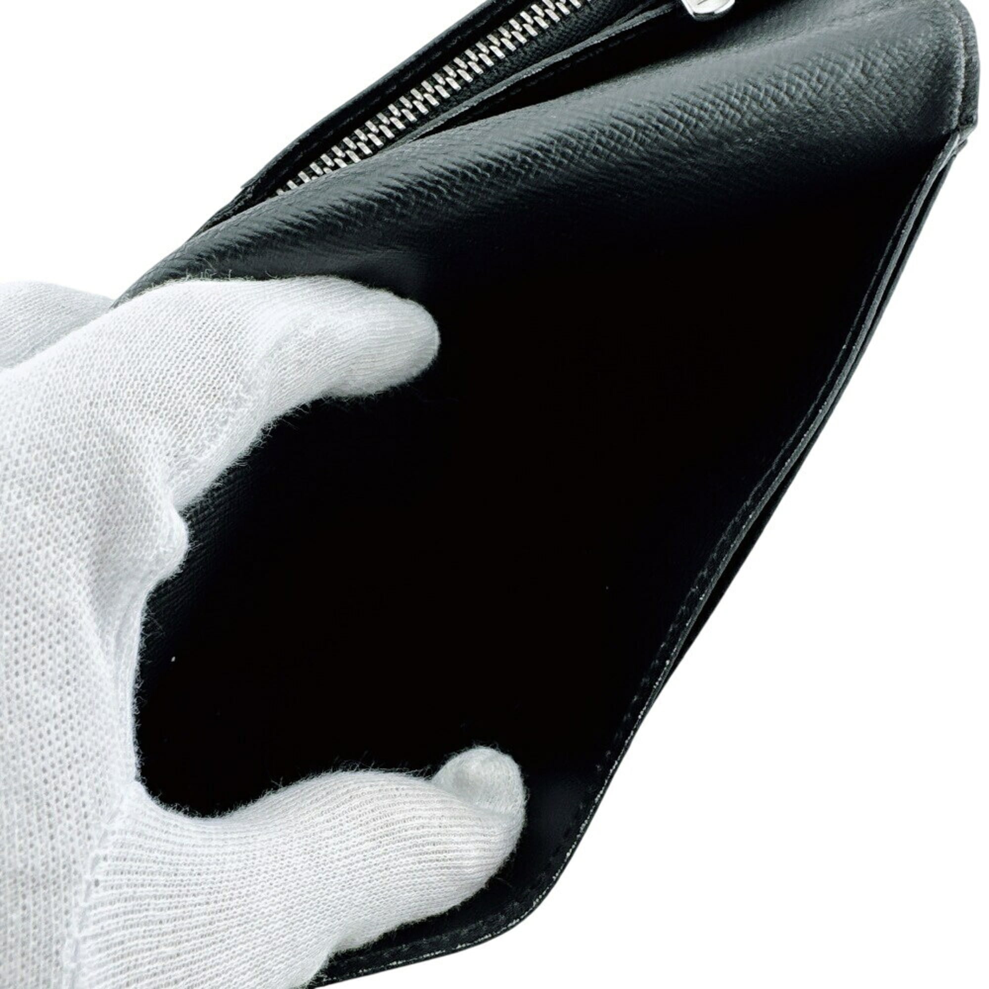 Louis Vuitton Monogram Eclipse Black Leather Long Wallet (Bi-Fold) (Pre-Owned)