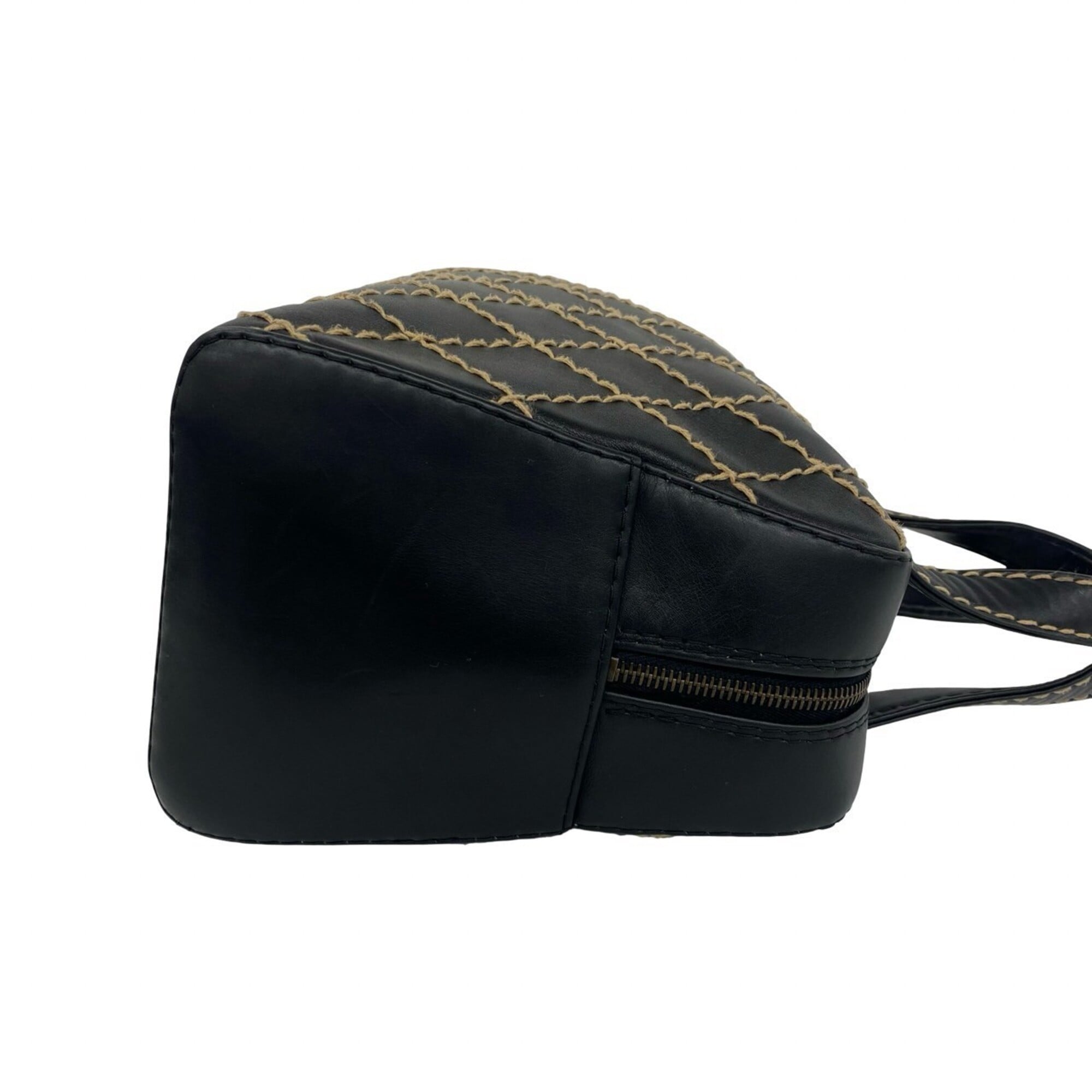 Chanel Black Leather Boston Bag Handbag (Pre-Owned)