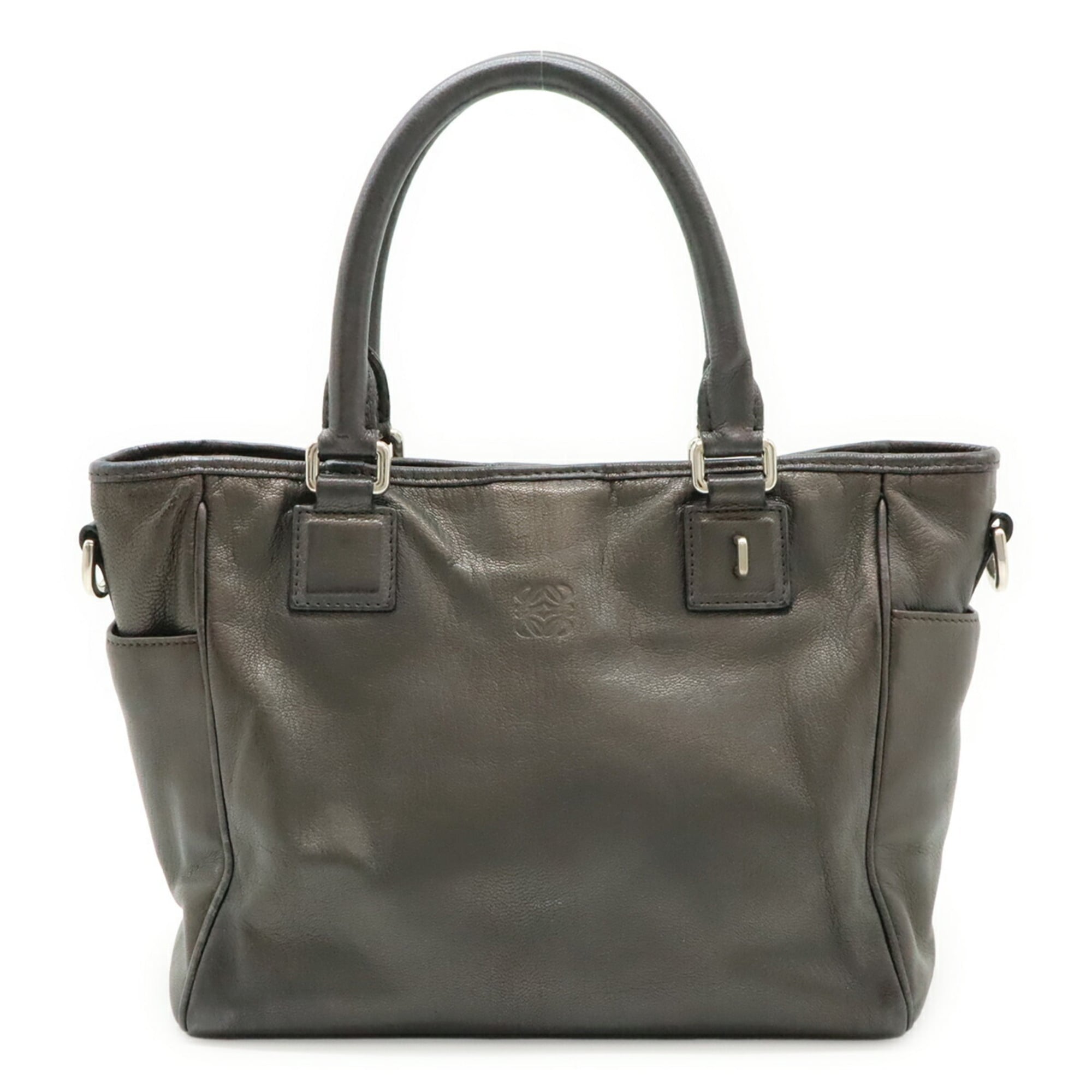 Loewe Gray Leather Handbag Tote Bag (Pre-Owned)