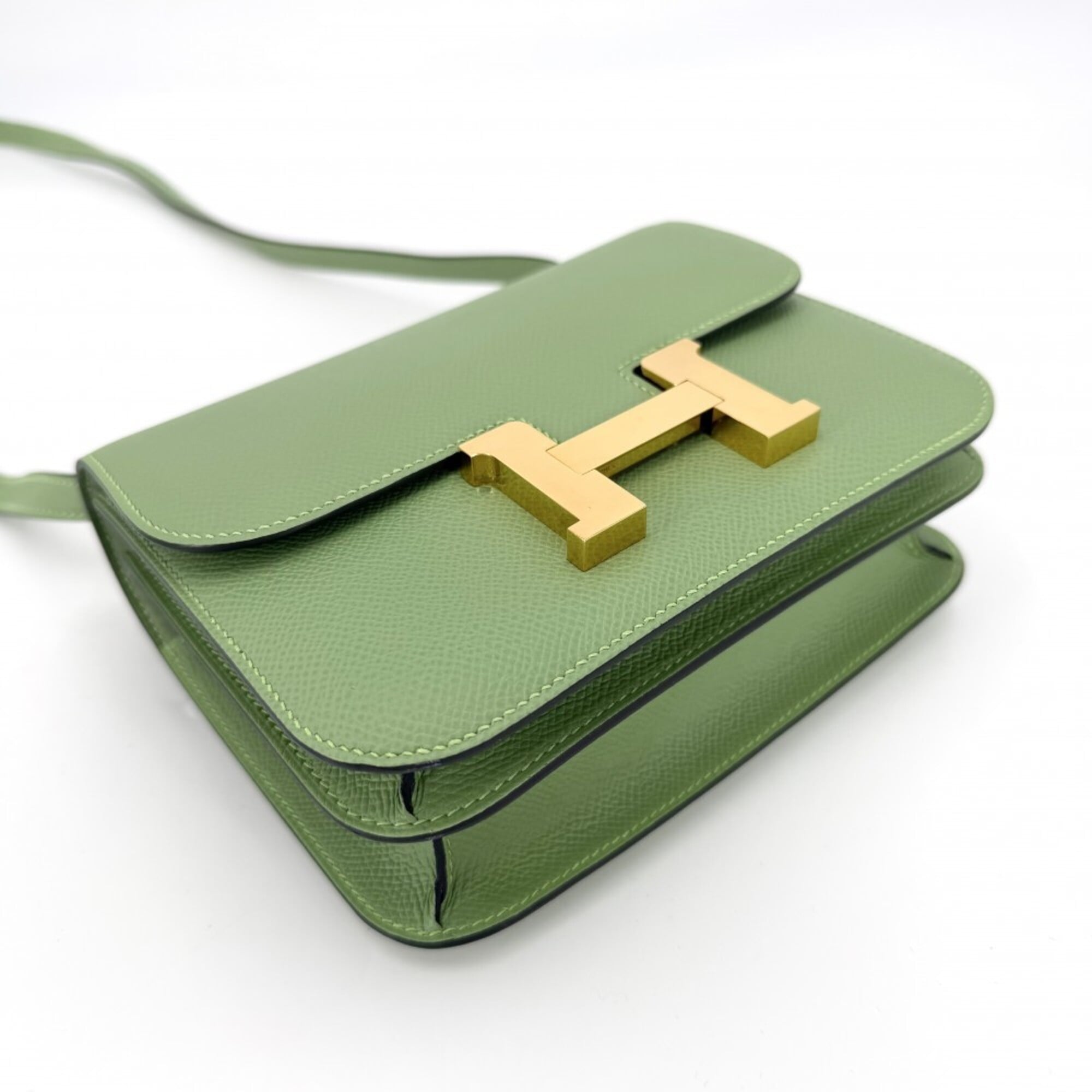 Hermes Green Epsom Leather Pochette Shoulder Bag (Pre-Owned)
