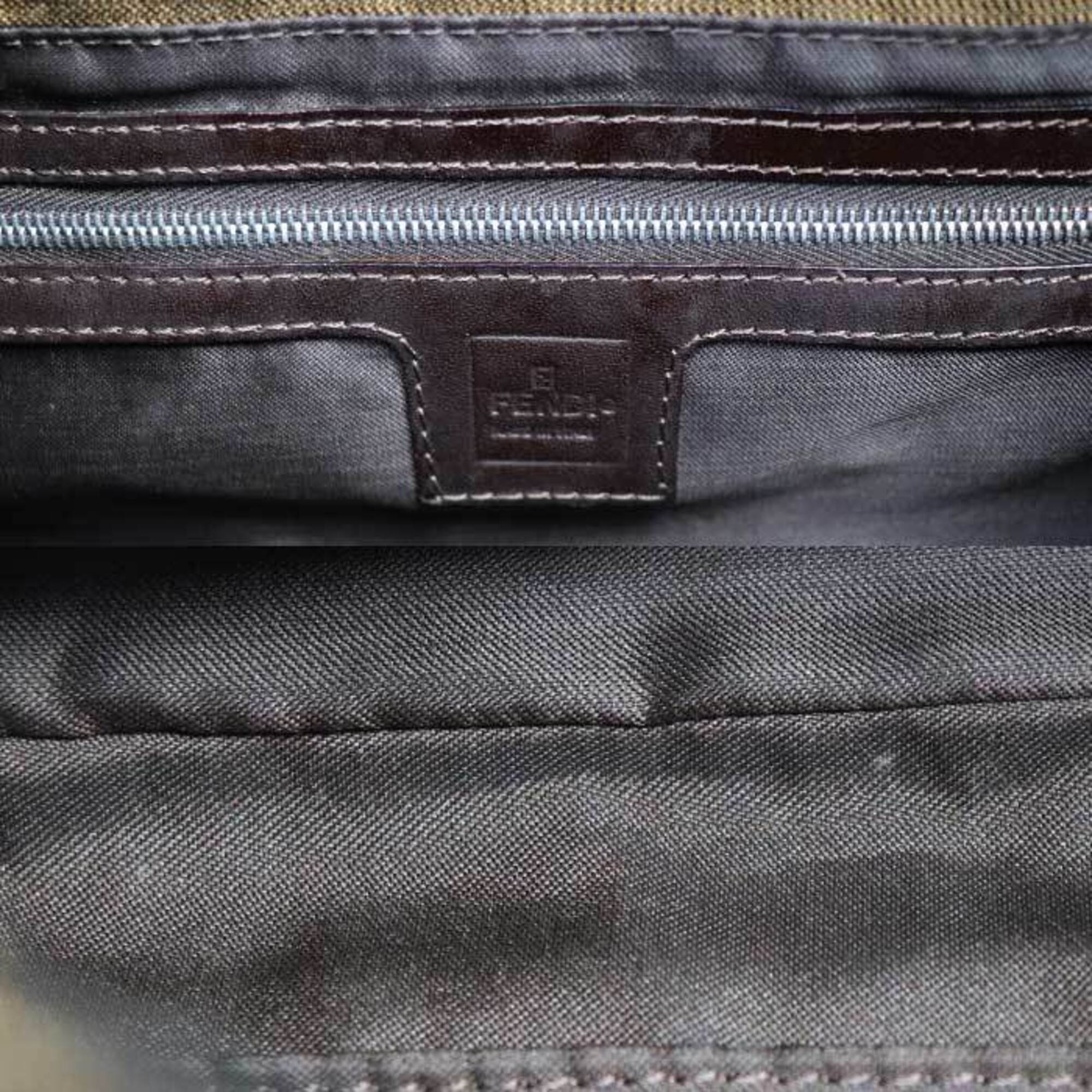 Fendi Brown Canvas Leather Handbag (Pre-Owned)