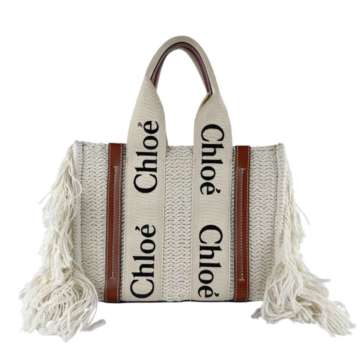 Chloé Brown Ivory Cotton Leather Handbag Shoulder Bag (Pre-Owned)