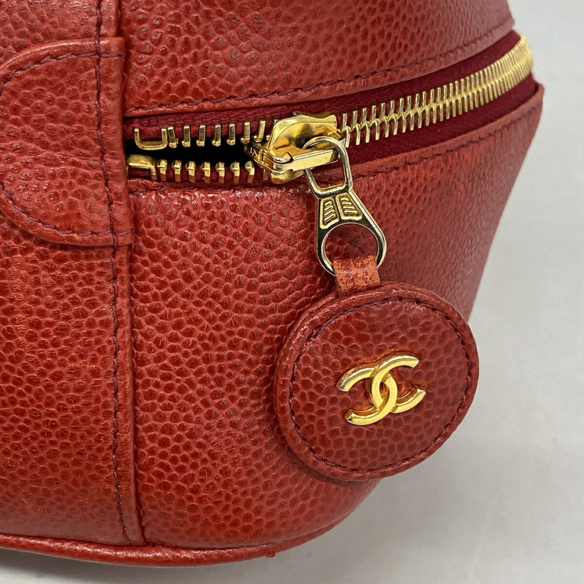 Chanel Red Color Grained Calfskin Vanity Bag (Pre-Owned)