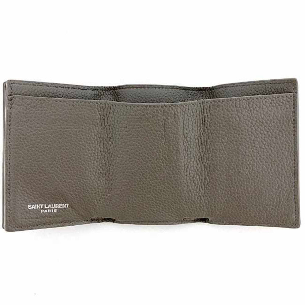 Yves Saint Laurent Gray Leather Wallet (Tri-Fold) (Pre-Owned)
