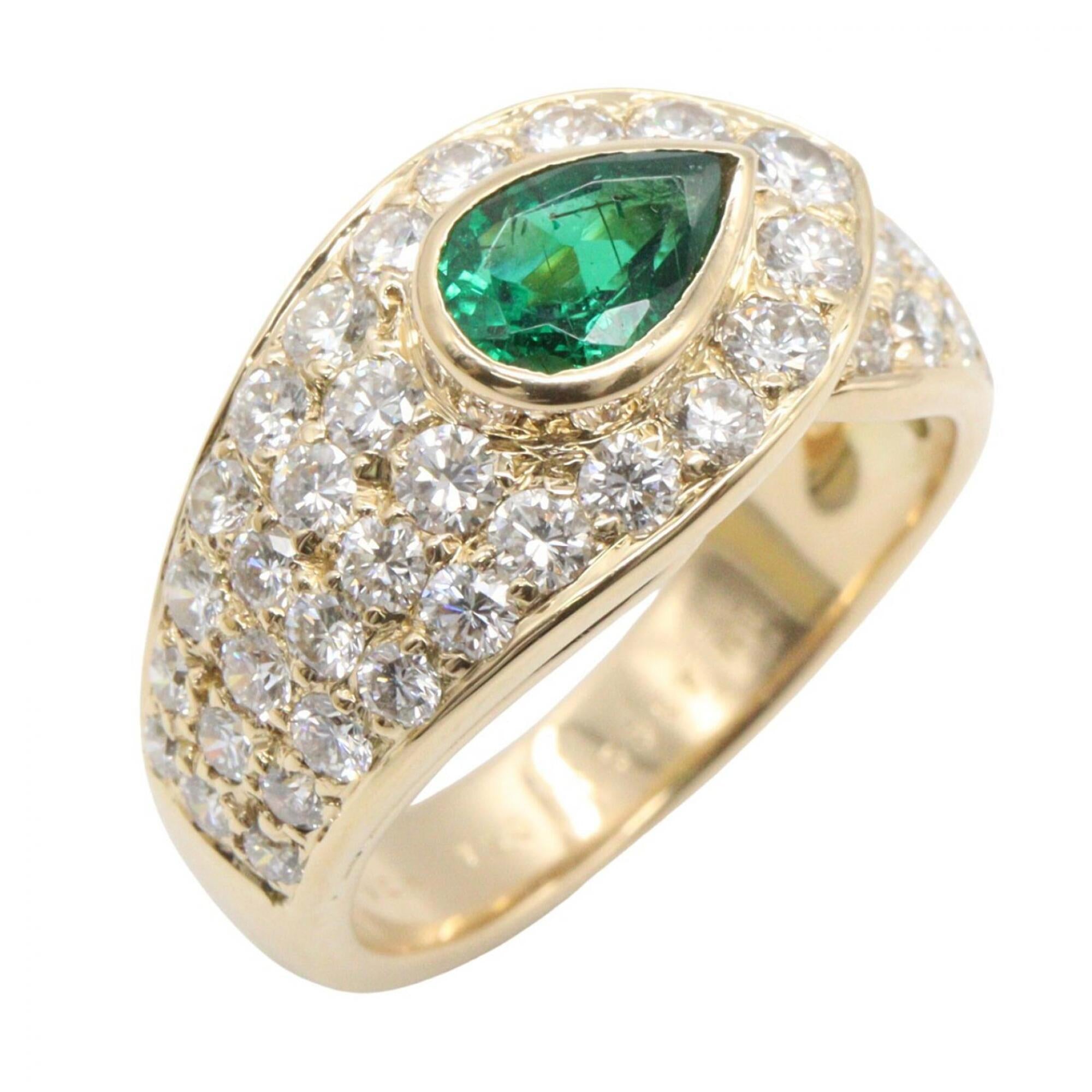Van Cleef & Arpels Gold Clear Emerald Green Yellow Gold (18K) Band Ring (Pre-Owned)