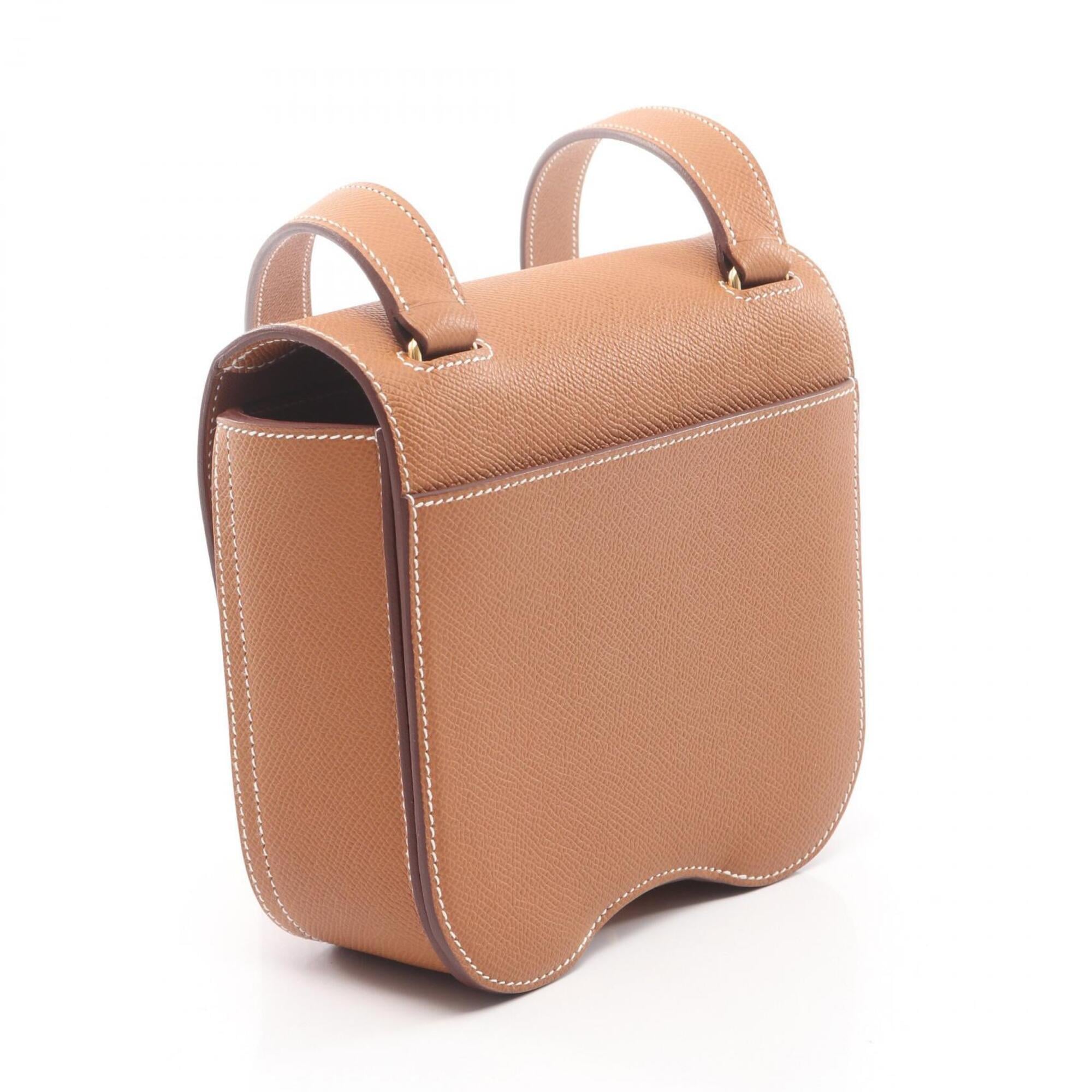 Hermes Brown Gold Epsom Leather Leather Handbag Shoulder Bag (Pre-Owned)