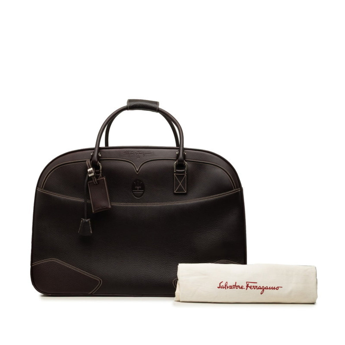 Salvatore Ferragamo Brown Leather Boston Bag (Pre-Owned)