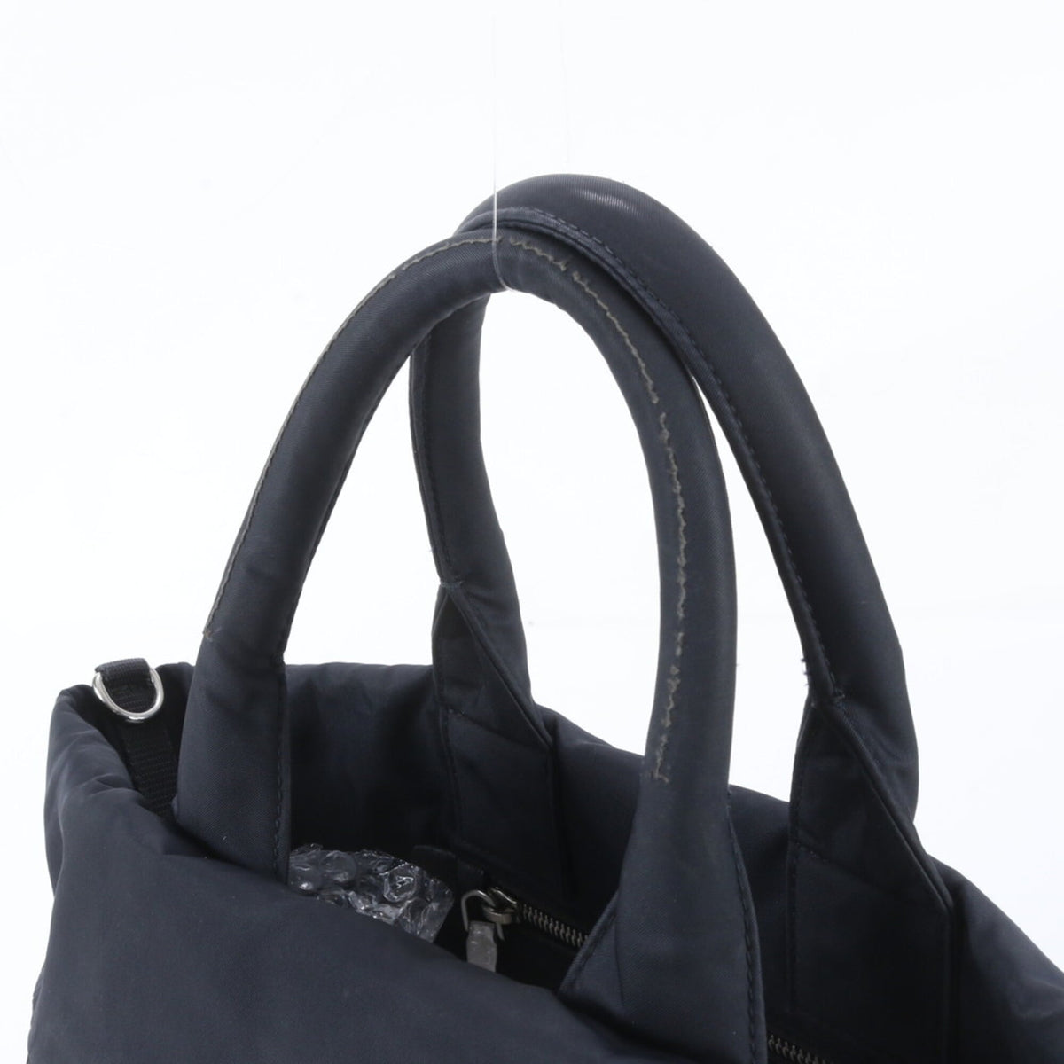 Prada Black Navy Leather Nylon Tote Bag (Pre-Owned)