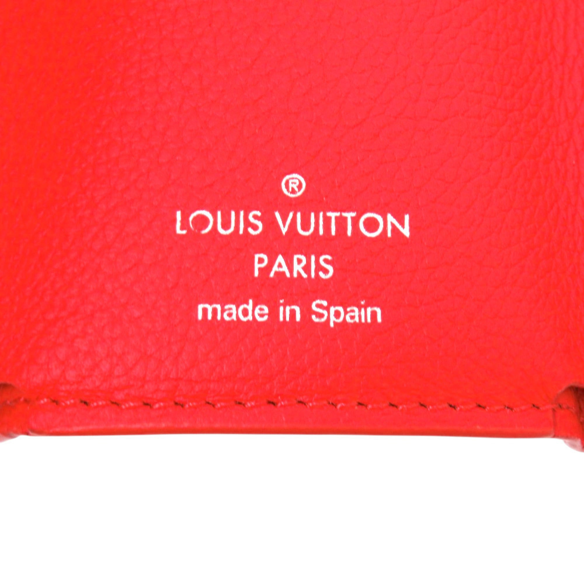 Louis Vuitton Red Color Leather Wallet (Tri-Fold) (Pre-Owned)