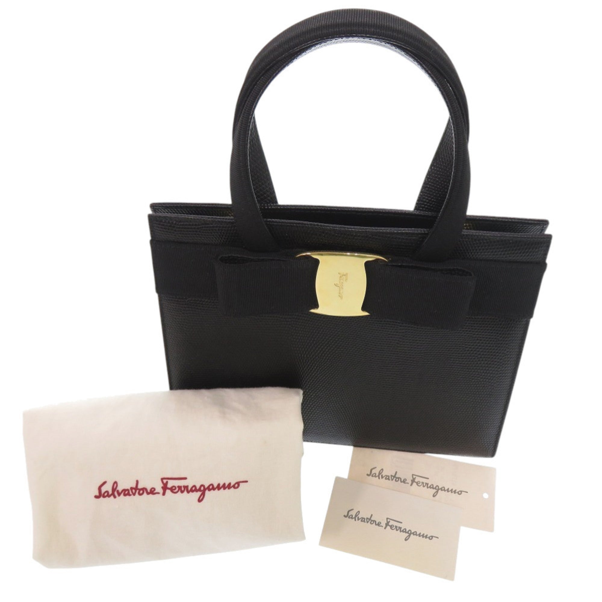 Salvatore Ferragamo Black Leather Handbag (Pre-Owned)