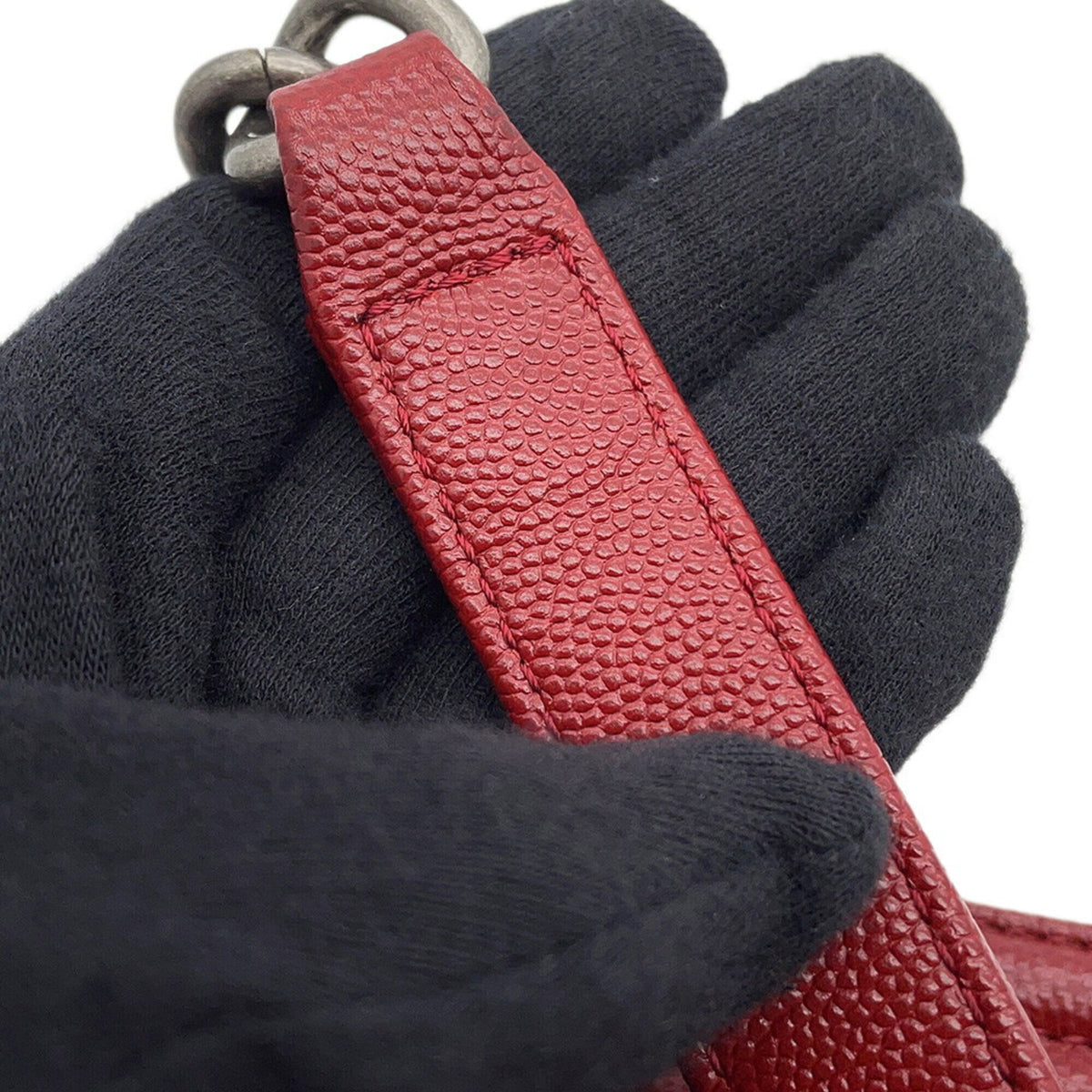 Chanel Boy Chanel Red Color Grained Calfskin Handbag Shoulder Bag (Pre-Owned)