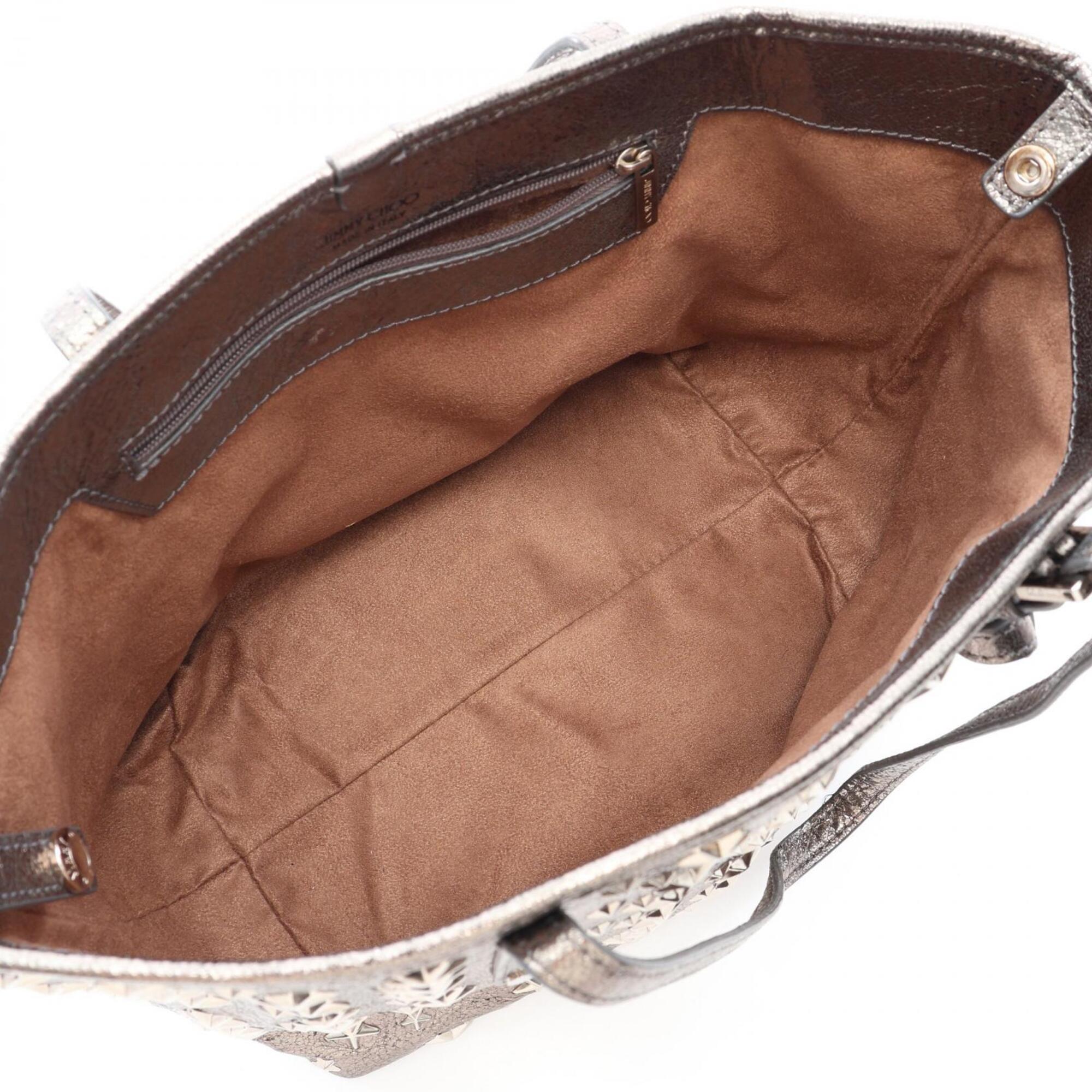 Jimmy Choo Silver Leather Handbag Tote Bag (Pre-Owned)