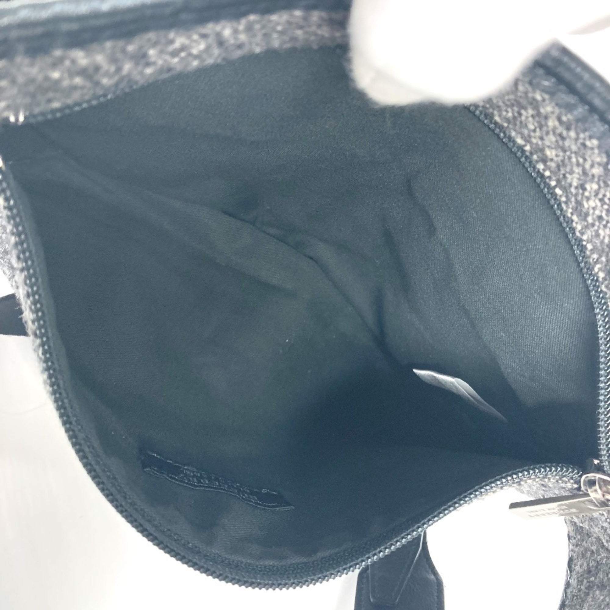 Burberry Black Label Black Gray Wool Leather Fanny Pack Shoulder Bag Sling Bag (Pre-Owned)