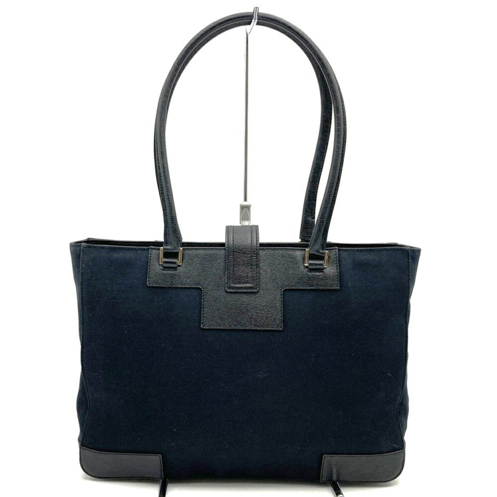 Gucci Black Canvas Leather Tote Bag (Pre-Owned)