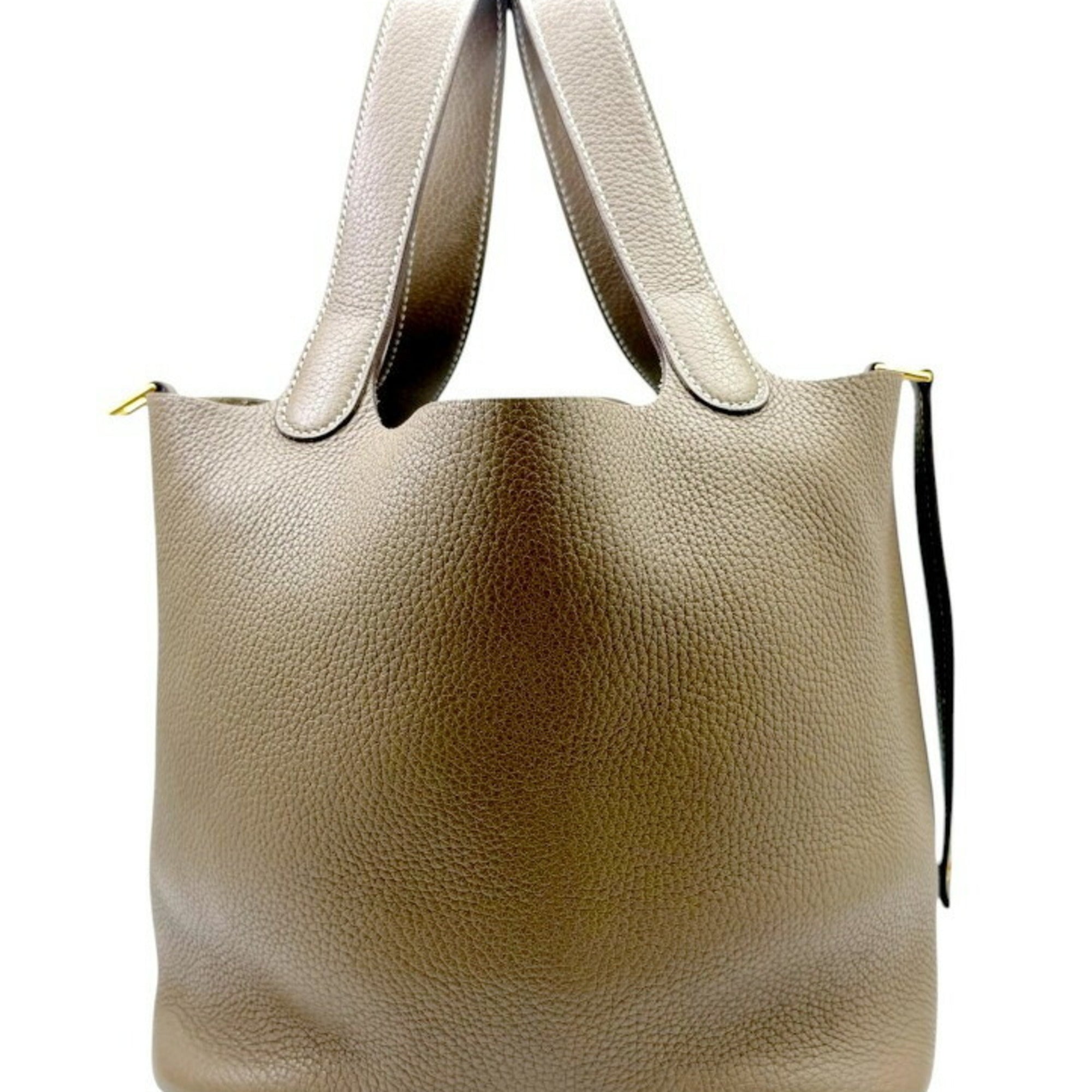 Hermes Etoupe Gray Taurillon Clemence Leather Handbag (Pre-Owned)