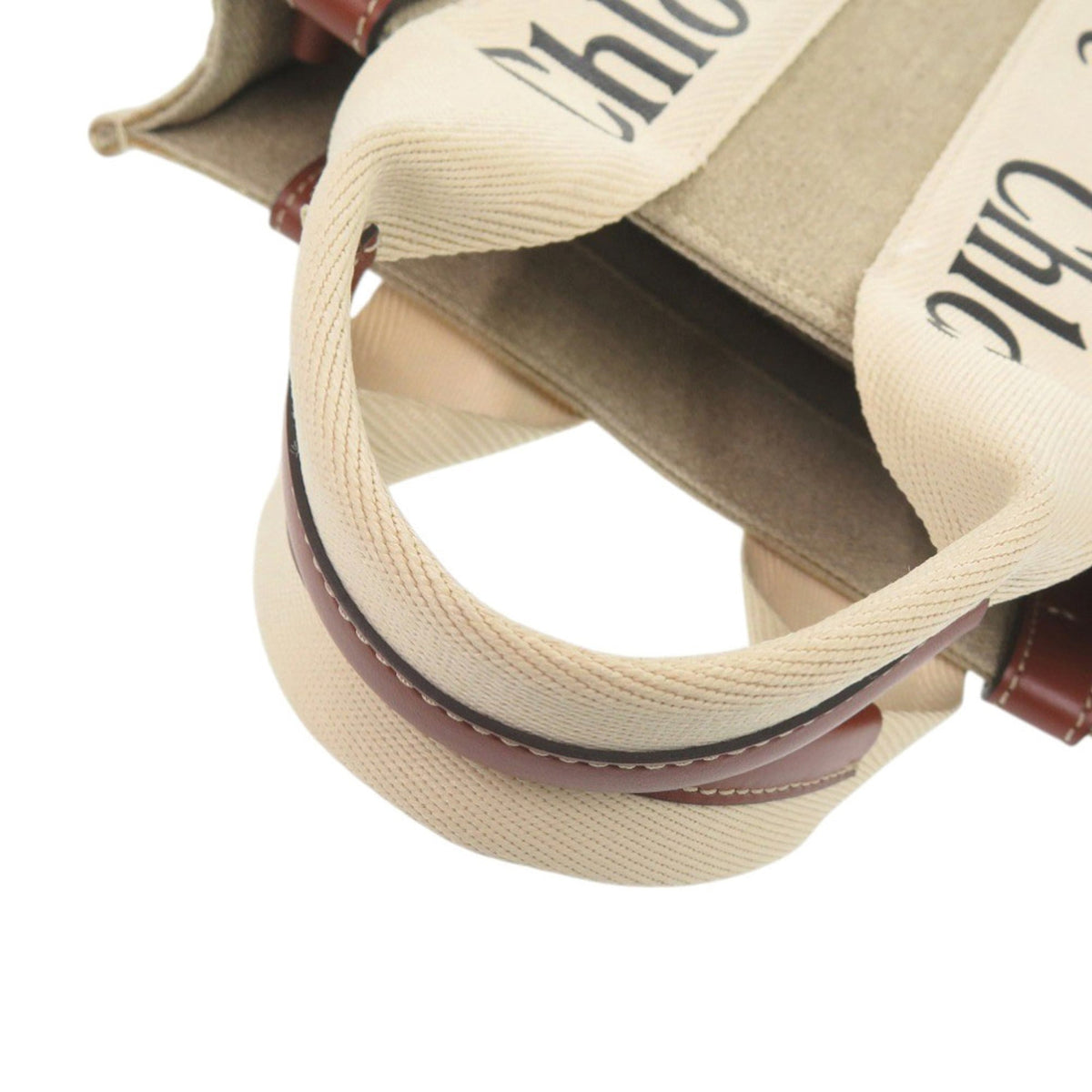 Chloé Beige Leather Cotton Handbag Tote Bag (Pre-Owned)