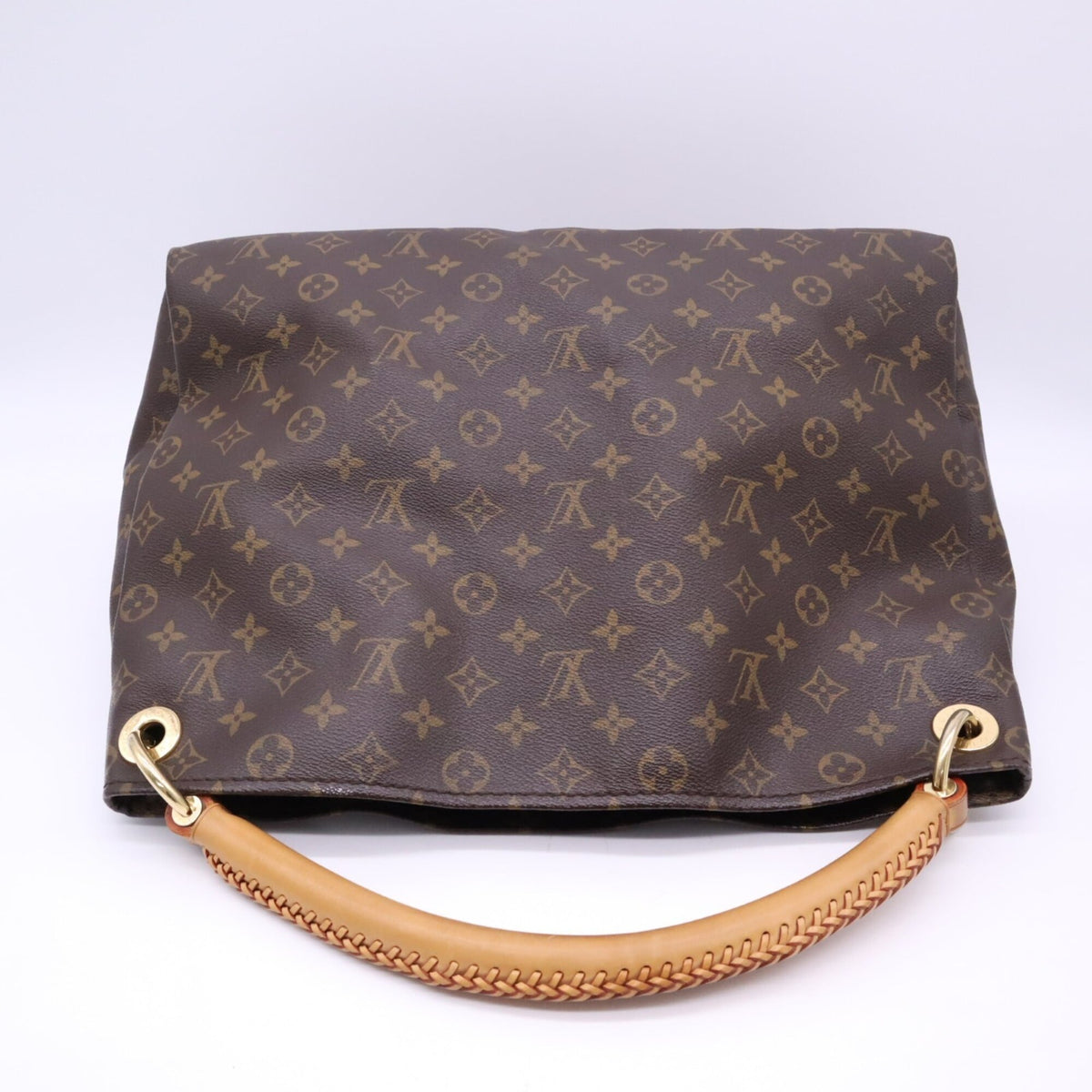 Louis Vuitton Beige Brown Coated Canvas Leather Handbag (Pre-Owned)