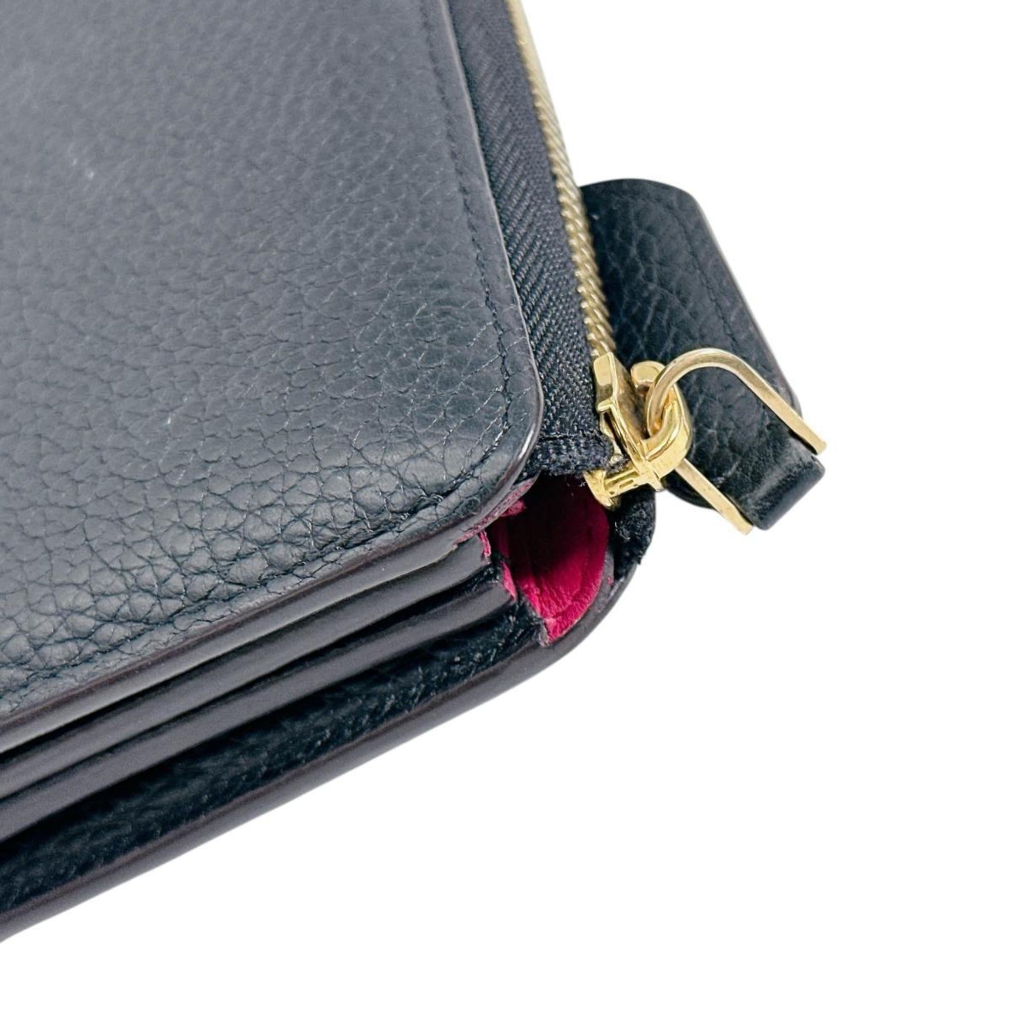 Louis Vuitton Black Noir Leather Long Wallet (Bi-Fold) (Pre-Owned)