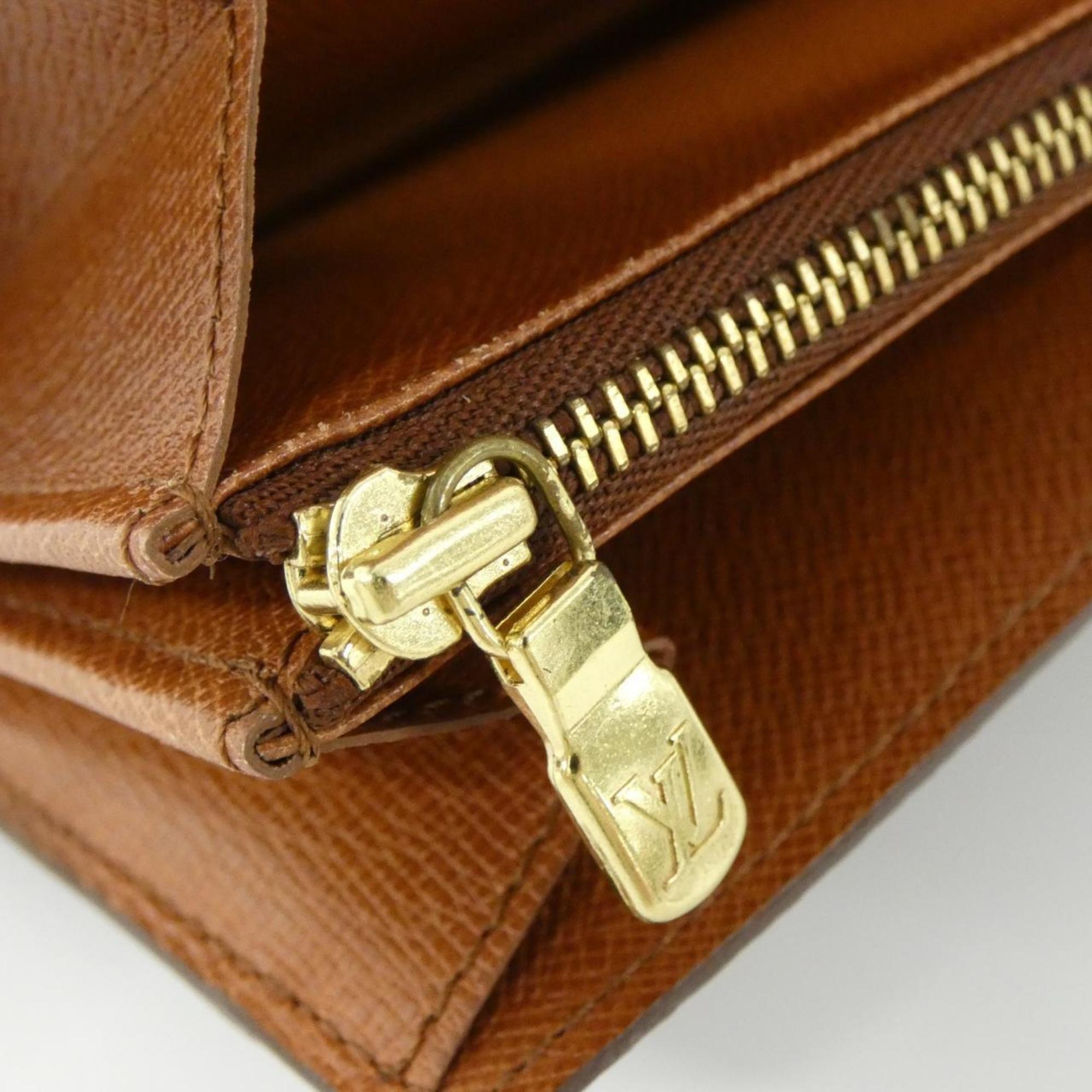 Louis Vuitton Marron Coated Canvas Long Wallet (Bi-Fold) (Pre-Owned)