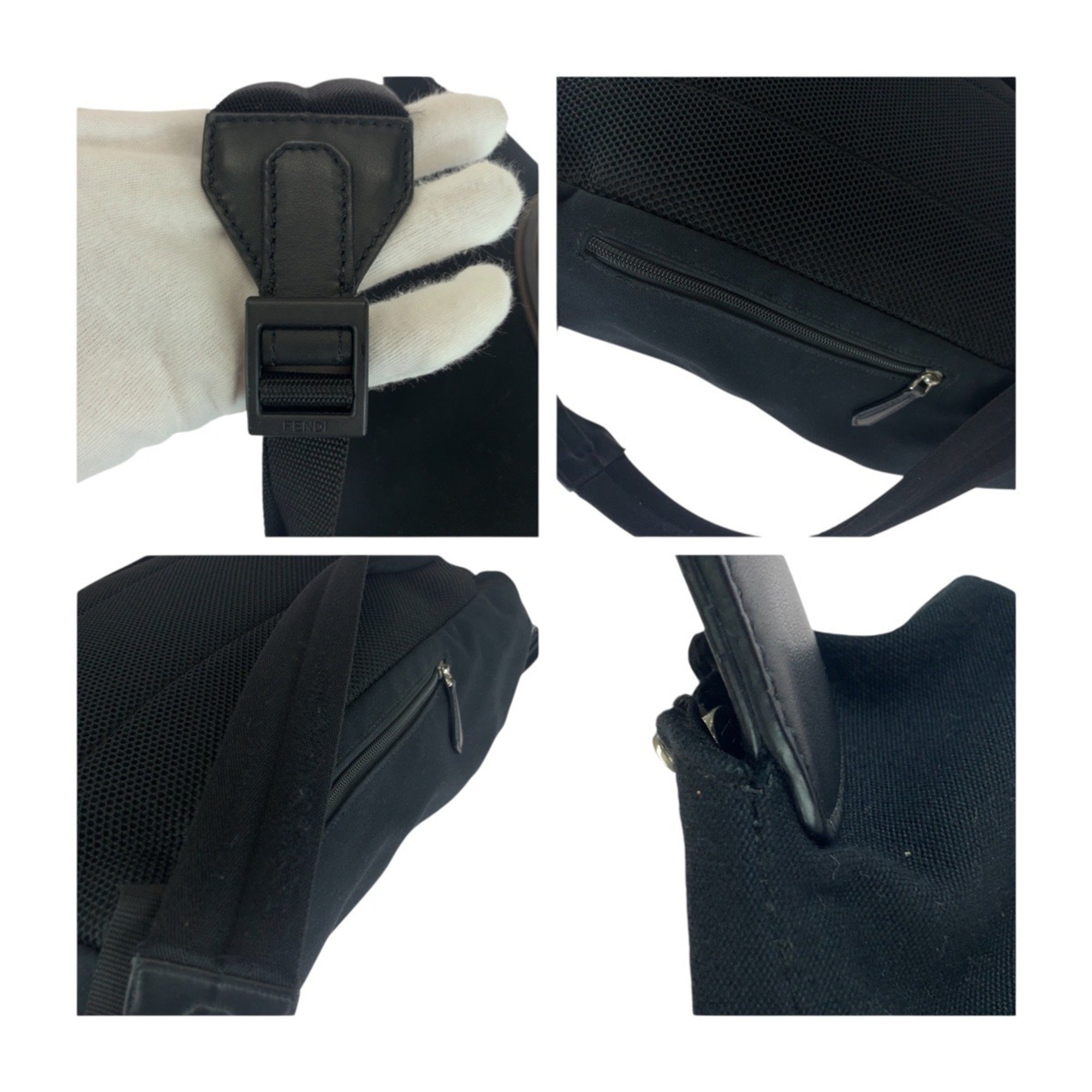 Fendi Black Brown Canvas Backpack (Pre-Owned)