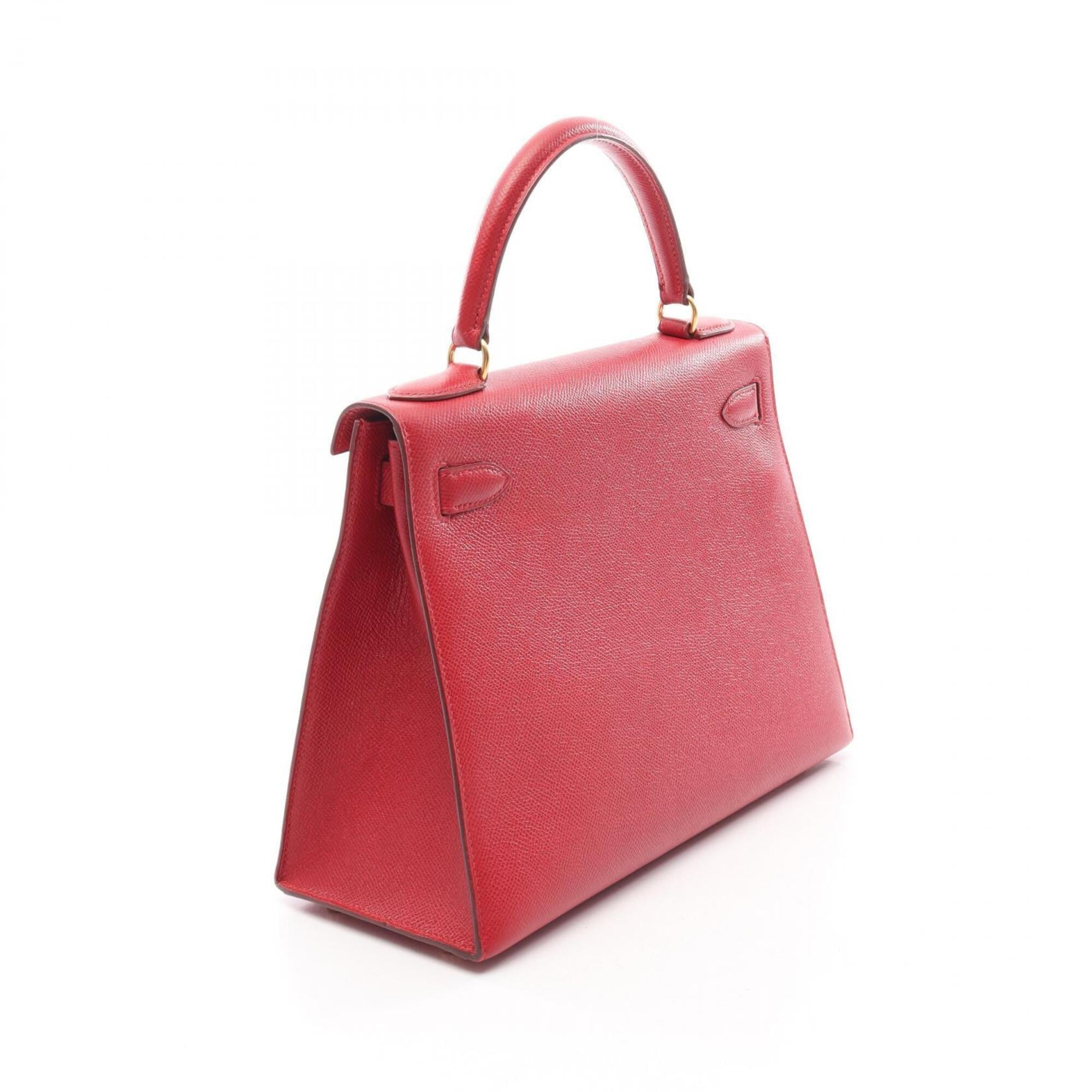 Hermes Red Color Rouge Vif Courchevel Leather Handbag (Pre-Owned)