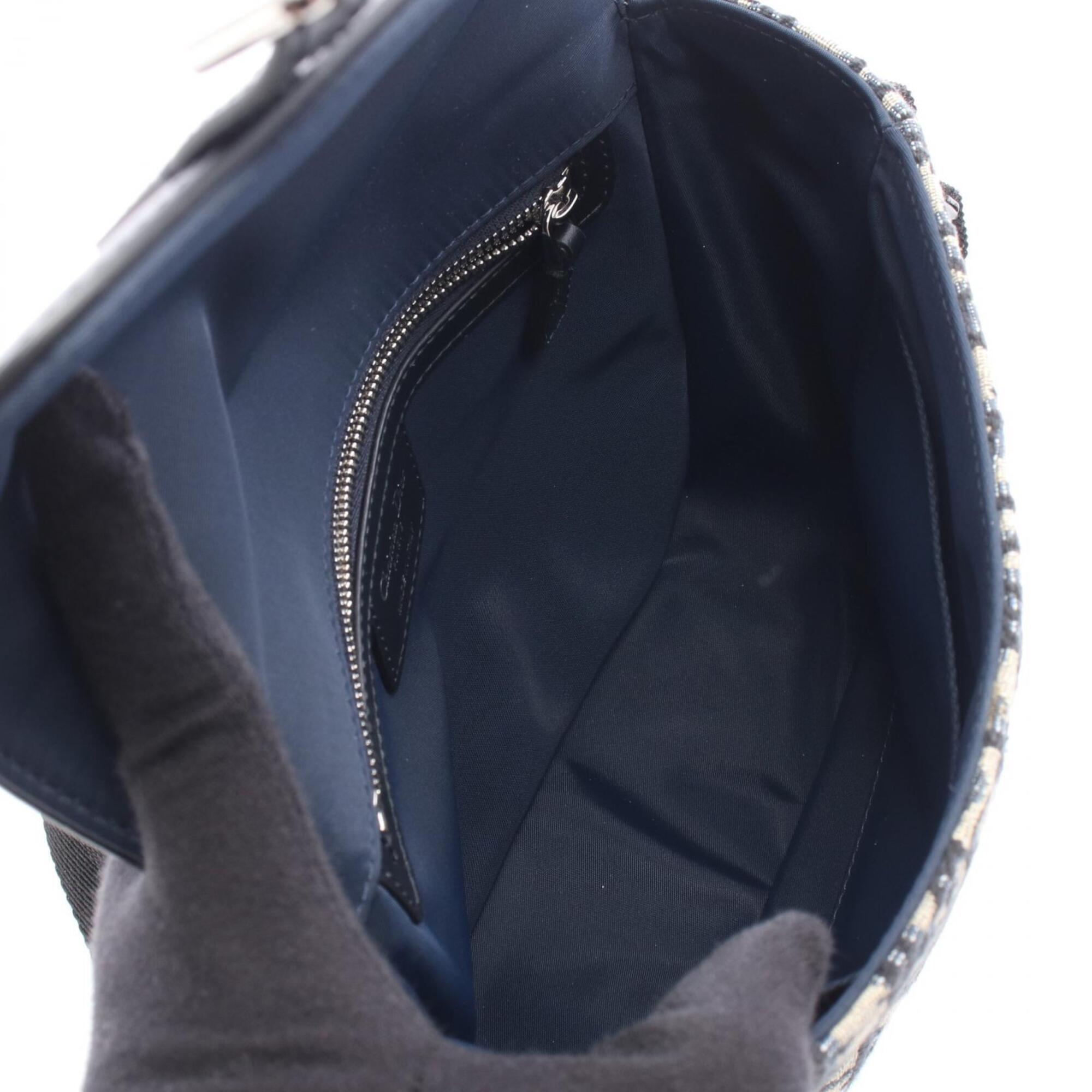 Christian Dior Beige Black Navy Canvas Handbag Messenger Bag Shoulder Bag (Pre-Owned)