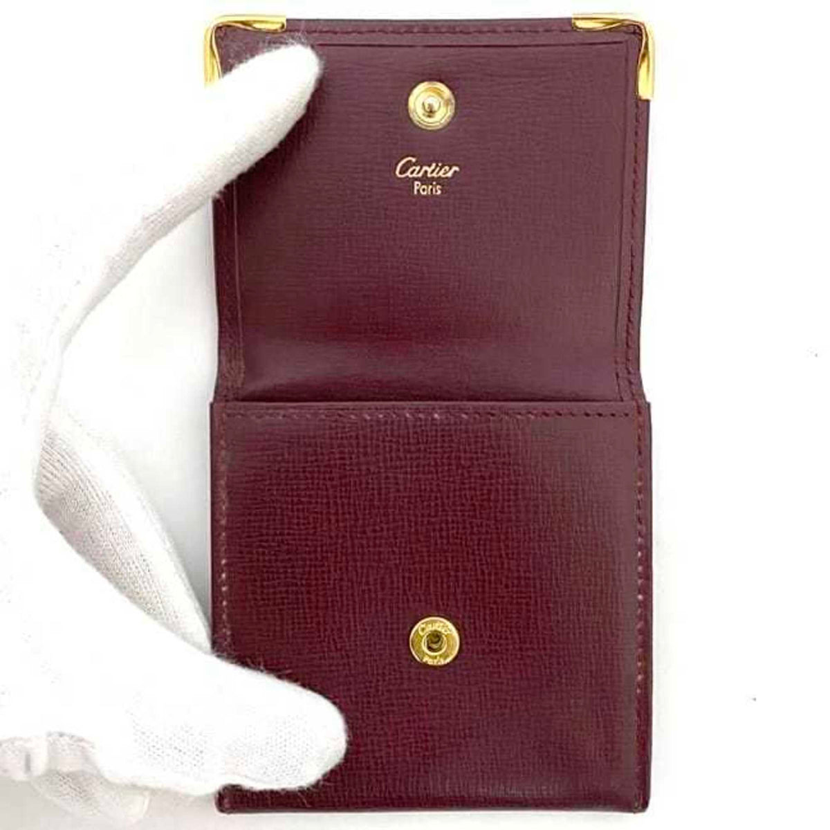Cartier Bordeaux Leather Coin Purse/Coin Case (Pre-Owned)
