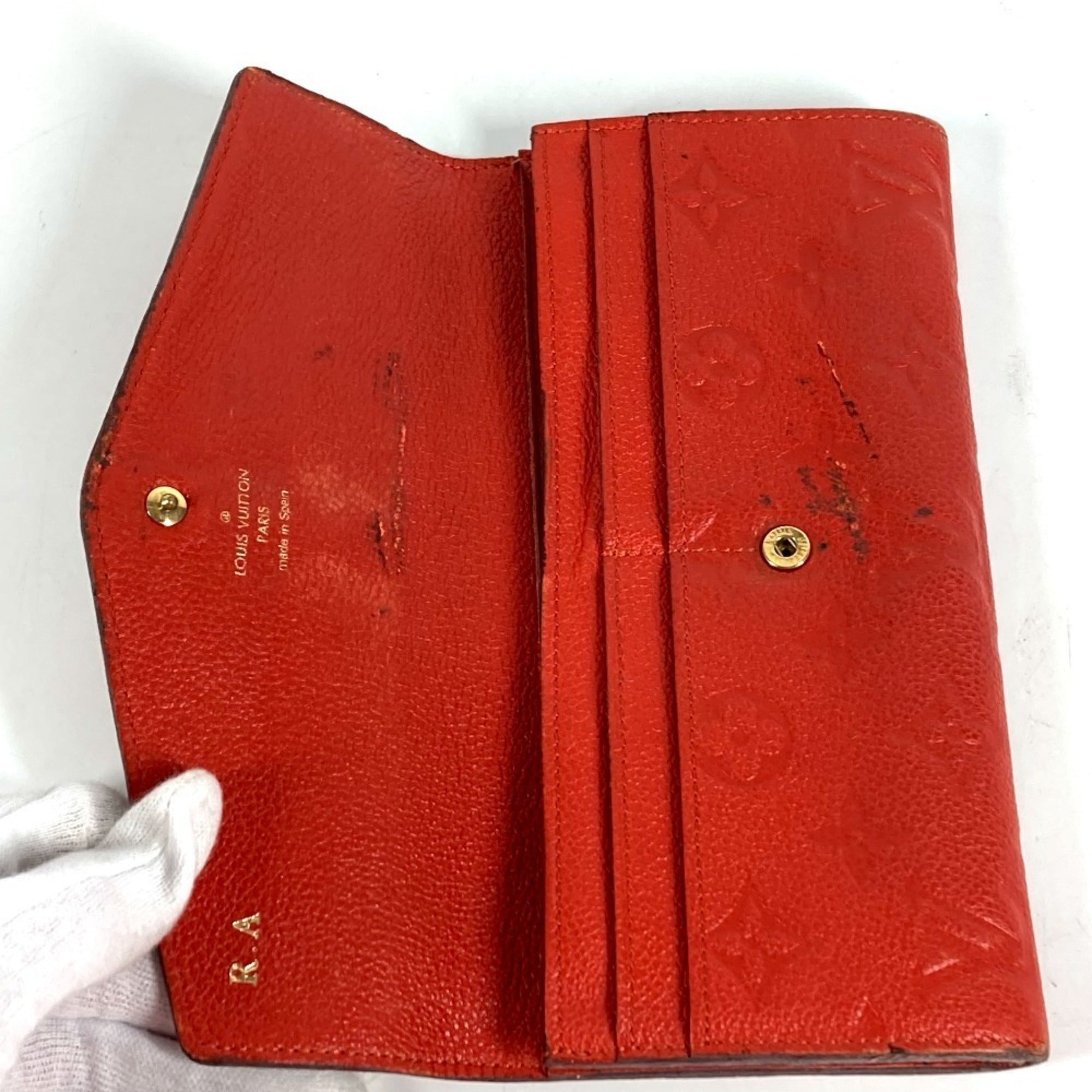 Louis Vuitton Auriane Red Color Monogram Empreinte Long Wallet (Bi-Fold) (Pre-Owned)