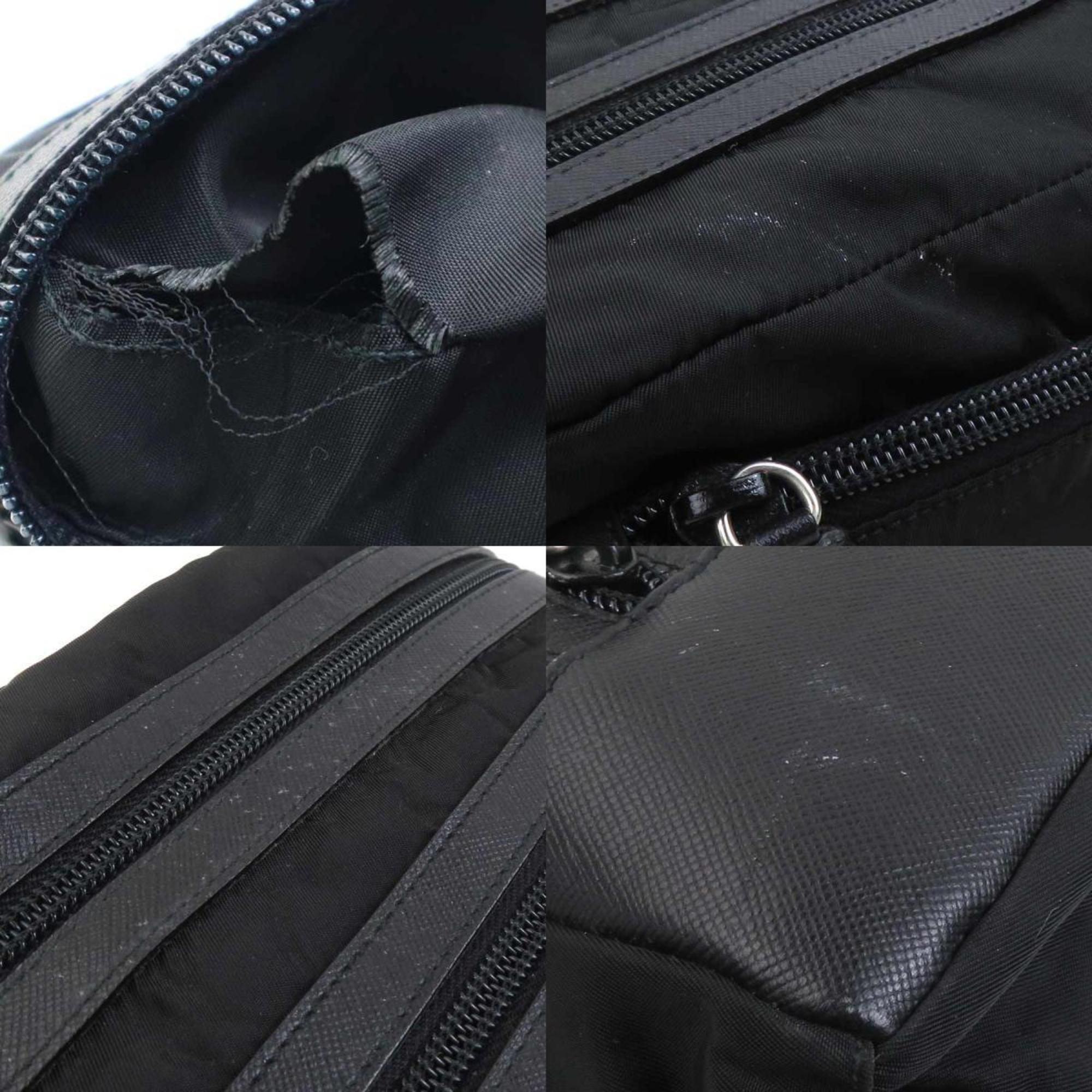Prada Black Nylon Leather Clutch Bag Pouch (Pre-Owned)