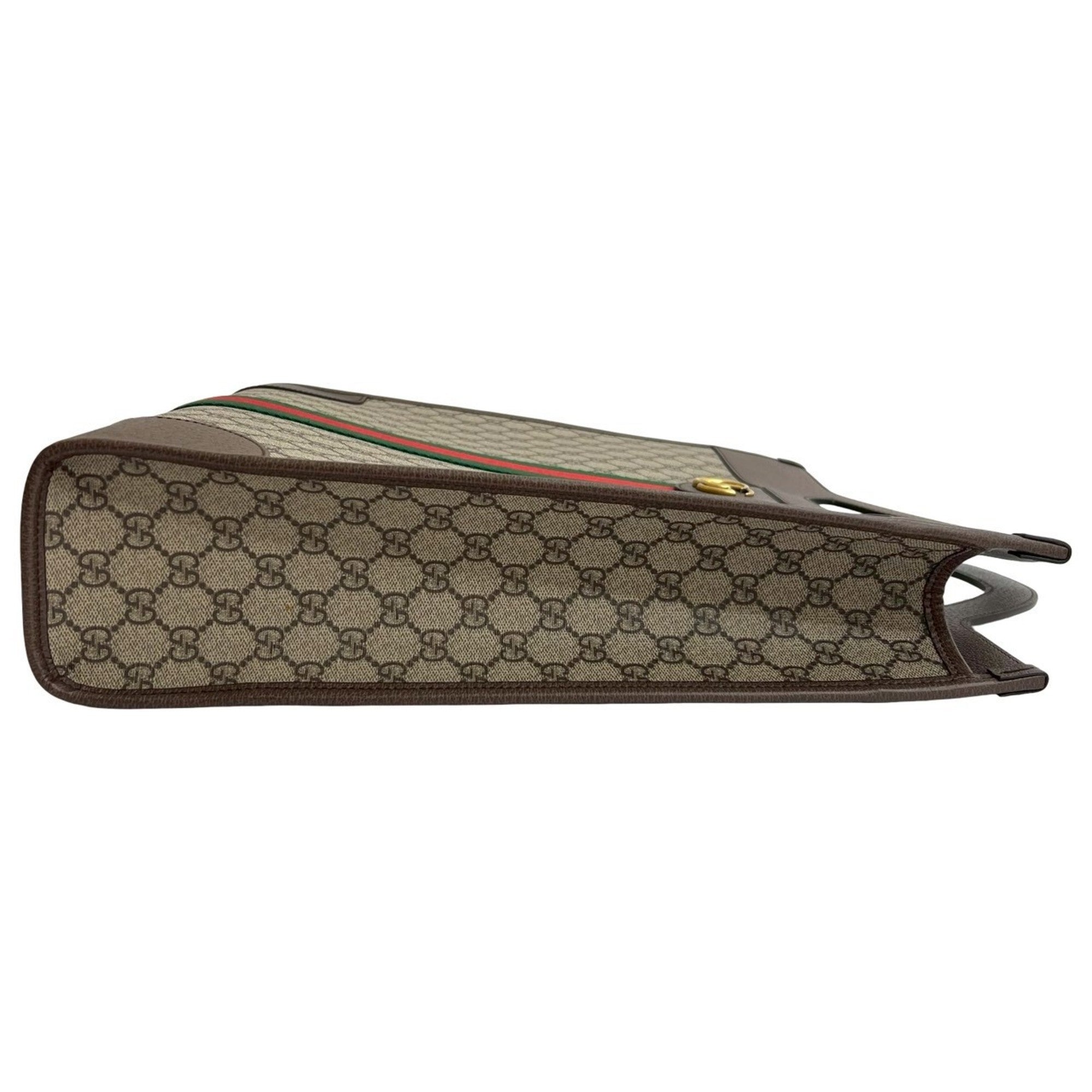 Gucci Brown Green Red Color Leather Pvc Handbag Tote Bag (Pre-Owned)