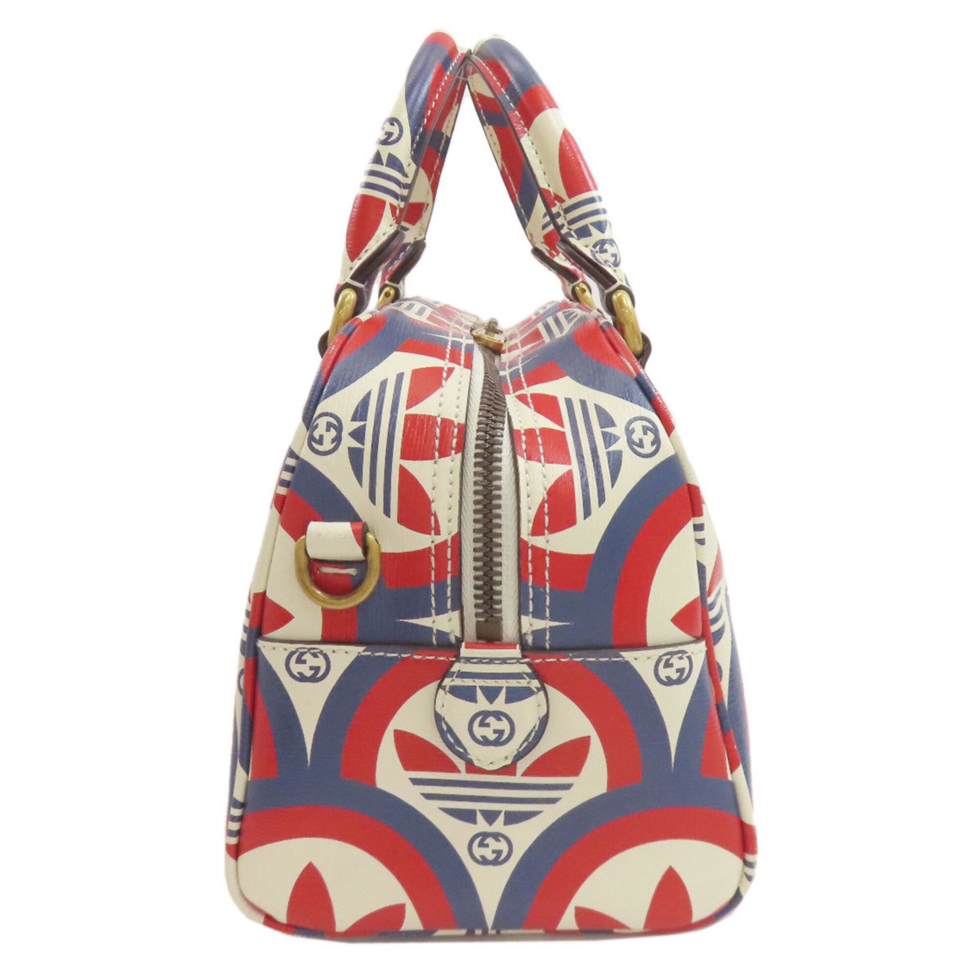Gucci Blue Red Color White Leather Handbag (Pre-Owned)