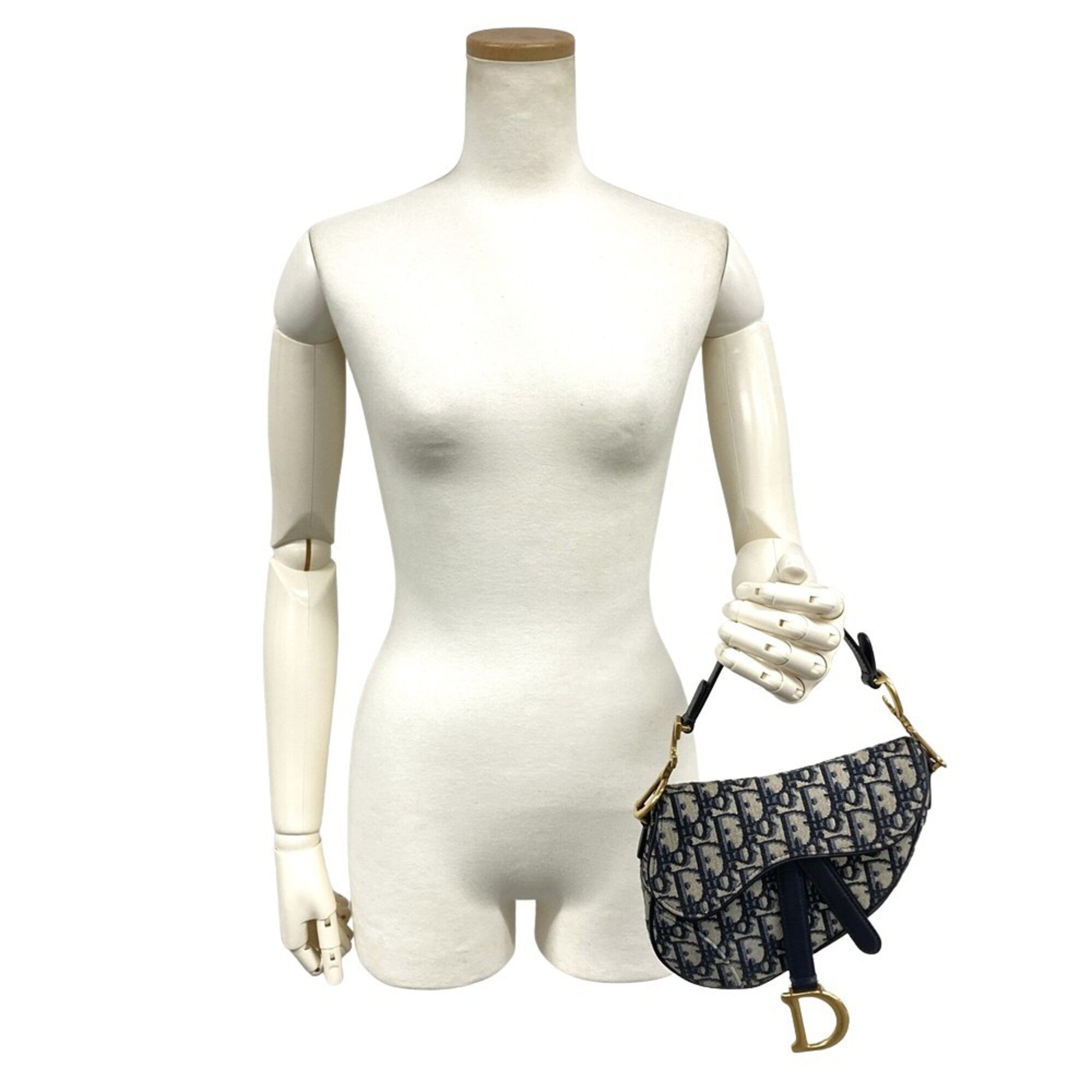 Christian Dior Navy Canvas Saddle Bag Shoulder Bag (Pre-Owned)